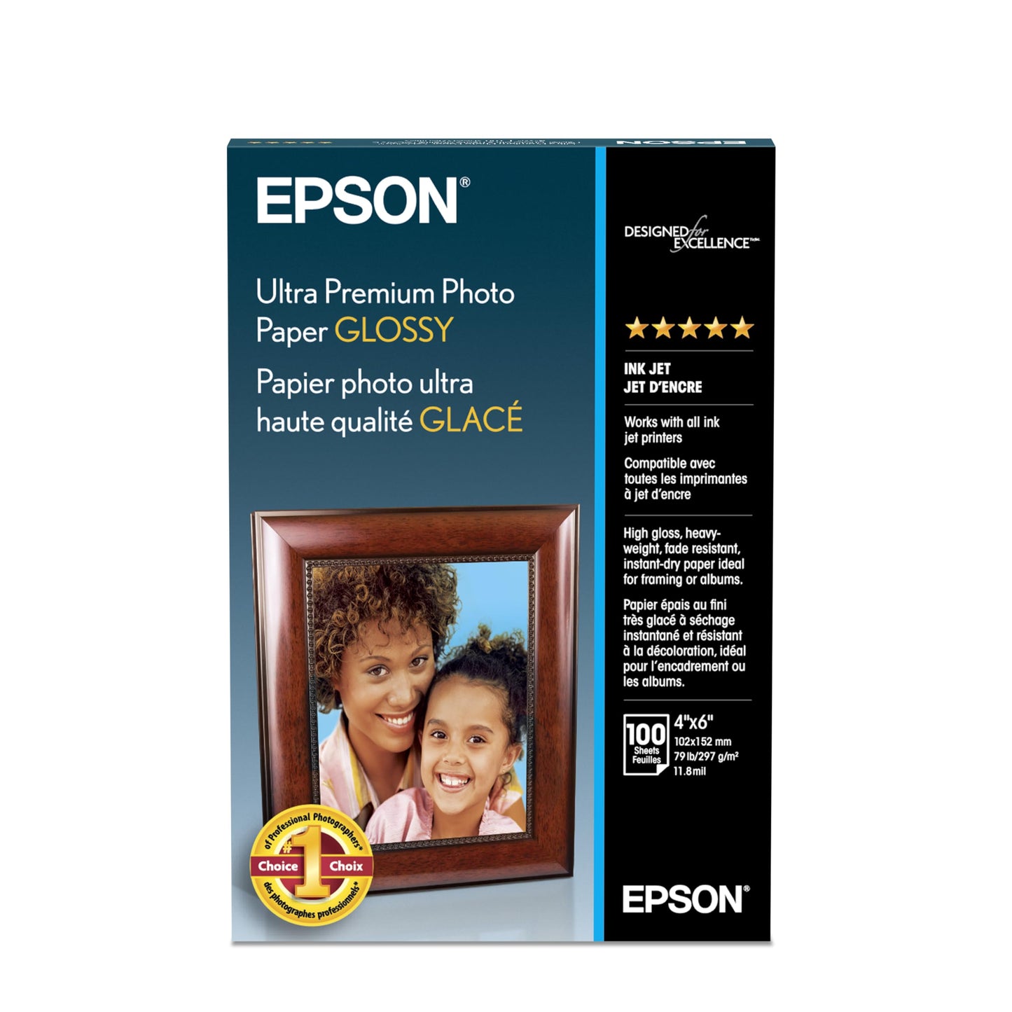 Epson S042174 Ultra premium Photo Paper Glossy, 4x6, 100 Sheets Ink