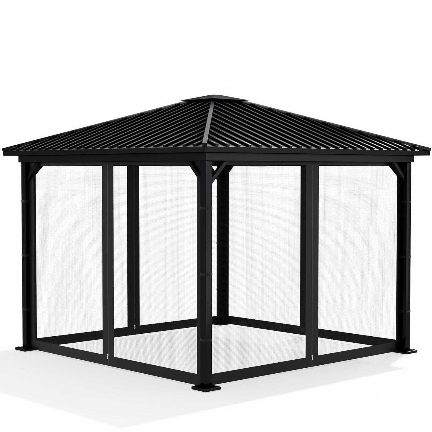 Mosquito Net Screen Walls for Outdoor Gazebo Canopy, 4-Panel with Zipper, Patio Tent Netting (Black, 10 * 10 FT)