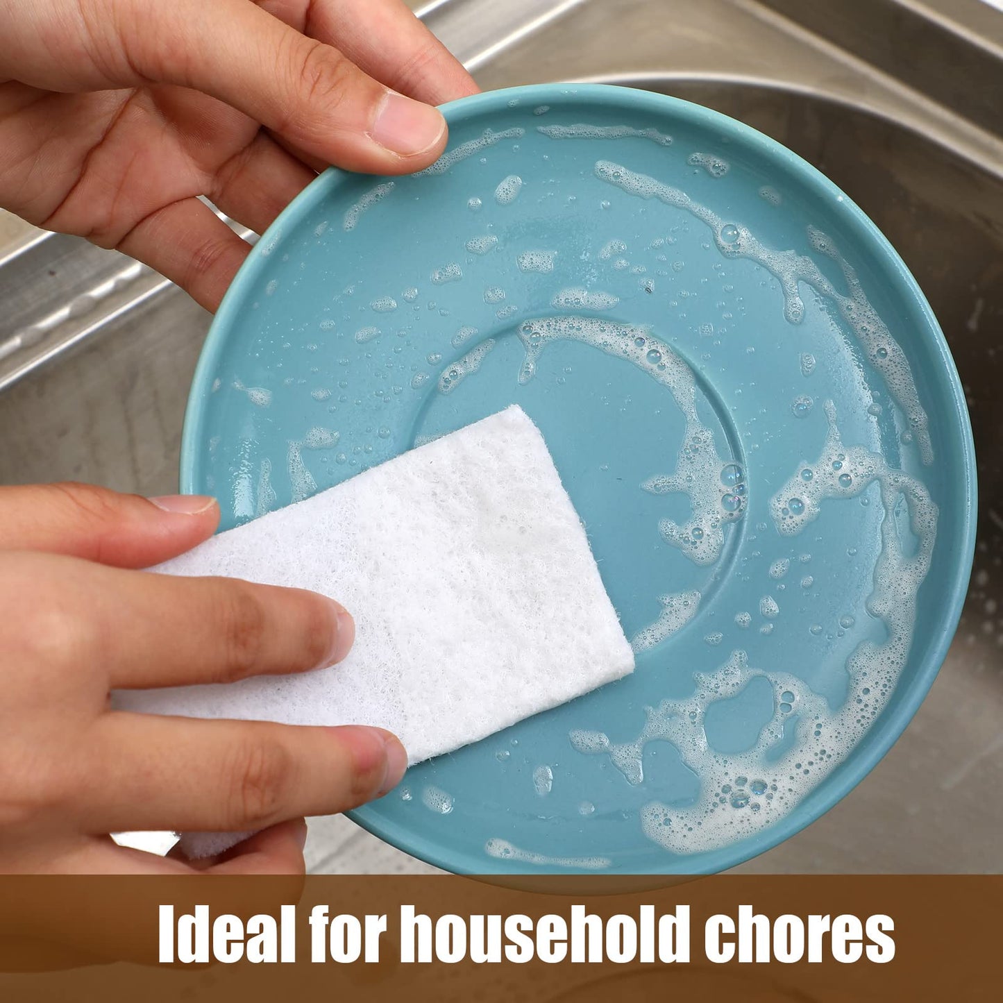Hoolerry 40 Pcs White Scrub Pads Light Duty Scouring Non Woven Pad Non Scratch Abrasive Hand Multipurpose Scouring Sponge Multi Surface Scrubber Pads for Cleaning Polishing Home(4 x 6 Inch,White)