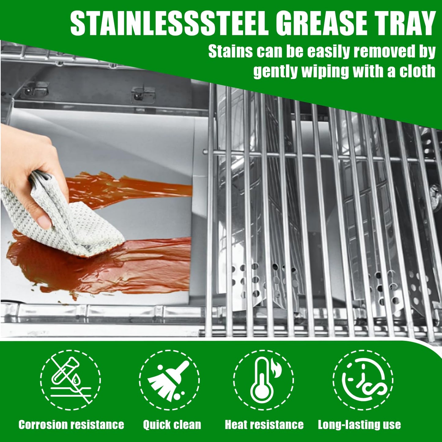Uniflasy Grease Tray with Catch Pan and Foil Liner Universal fits Nexgrill, Dynaglo, Cuisinart, Charbroil, Kenmore,BHG,Master,Expert Gas Grill,Drip Tray Pan for 2/3/4 Burner Grill 10Pcs Aluminum Liner