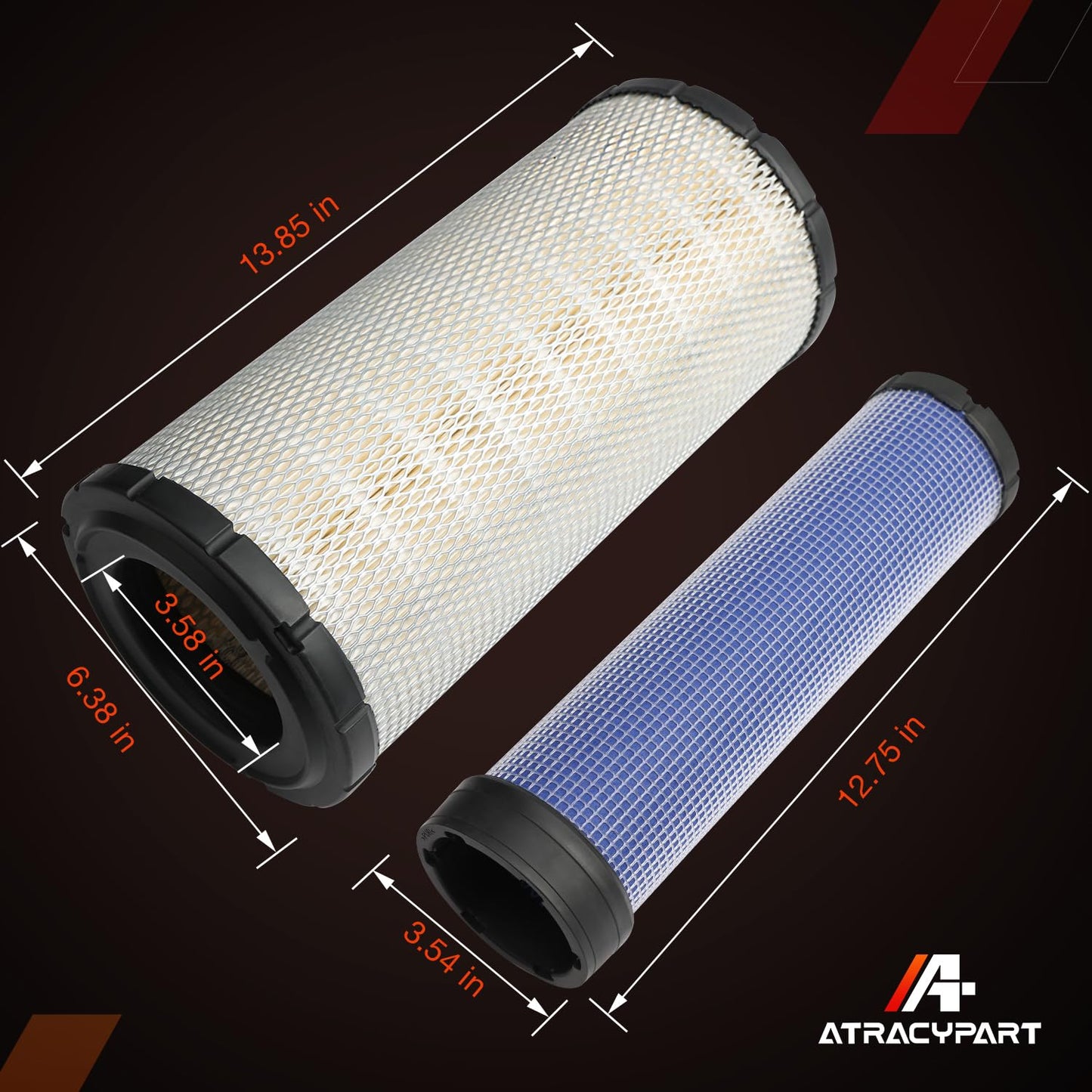 Air Filters Set P828889-P829333 AT171853-AT171854 110-6326 - 110-6331 46562-46569 222421A1-222422A1 Compatible with Donaldson, John Deere, Caterpiller Cat Backhoe, Wix and Case