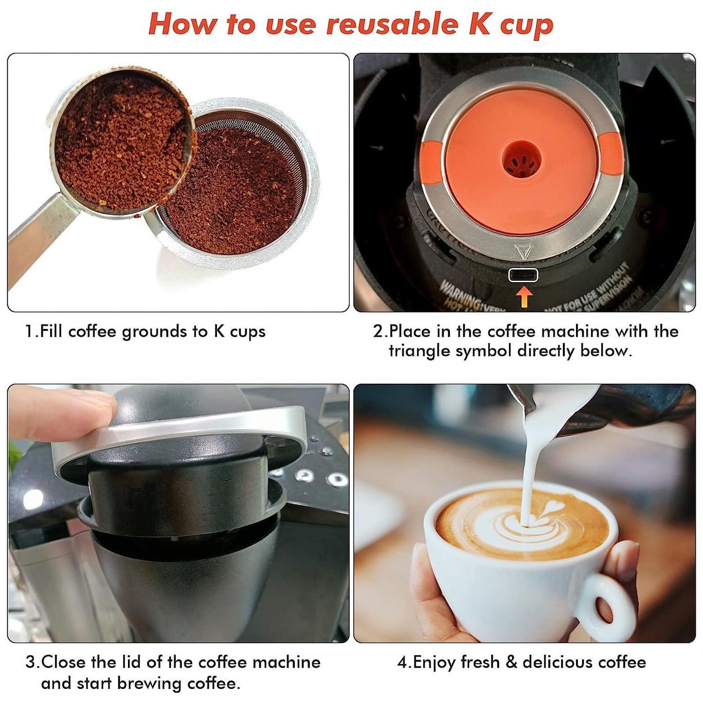 ACOFEM 4 Pack Reusable K Cups Pods for Keurig 1.0 & 2.0