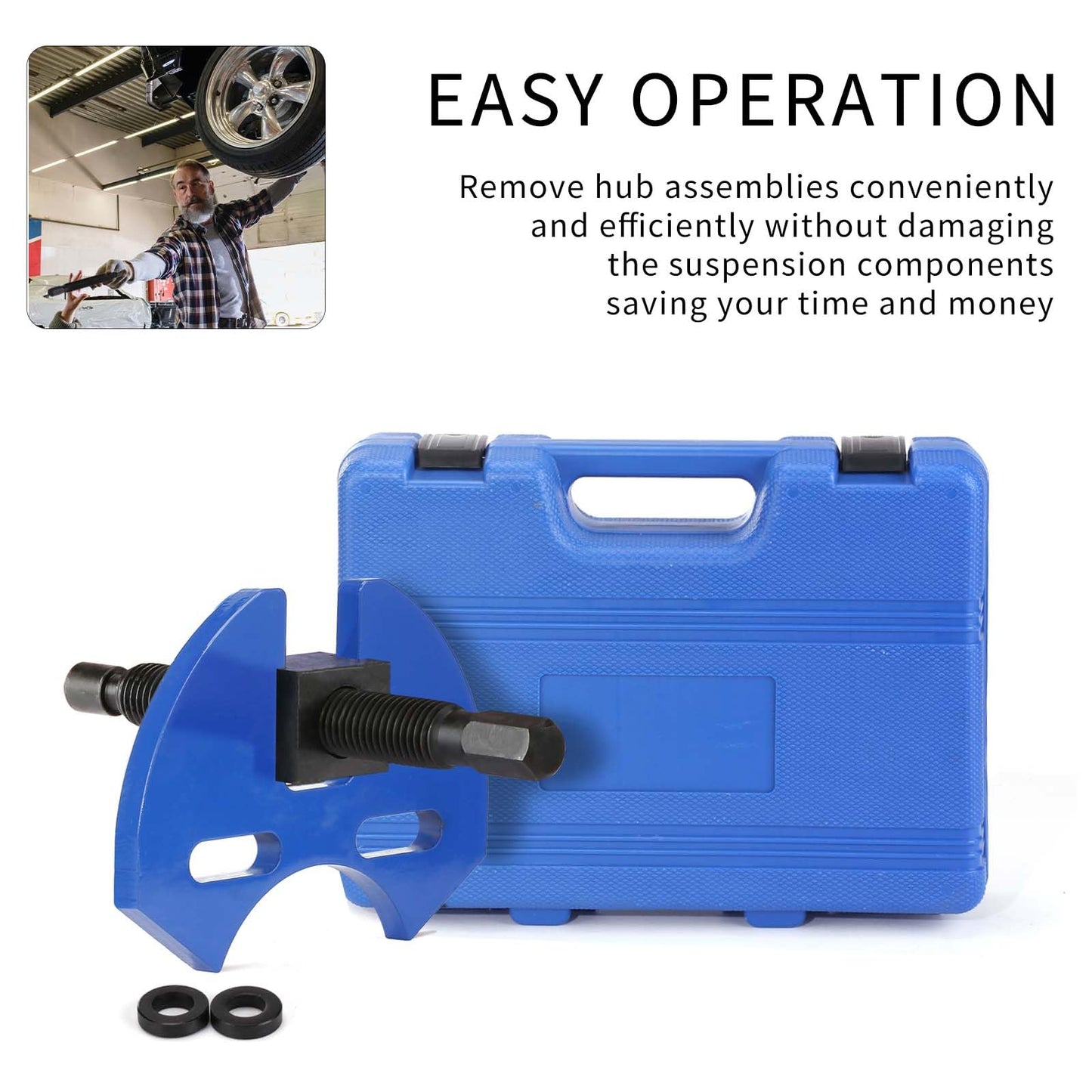 HZAUTOS 40100 Hub Remover Tool Kit, Brake Disc and Wheel Removal for Most 5, 6 & 8 Lug Hub Assemblies on Cars and Trucks