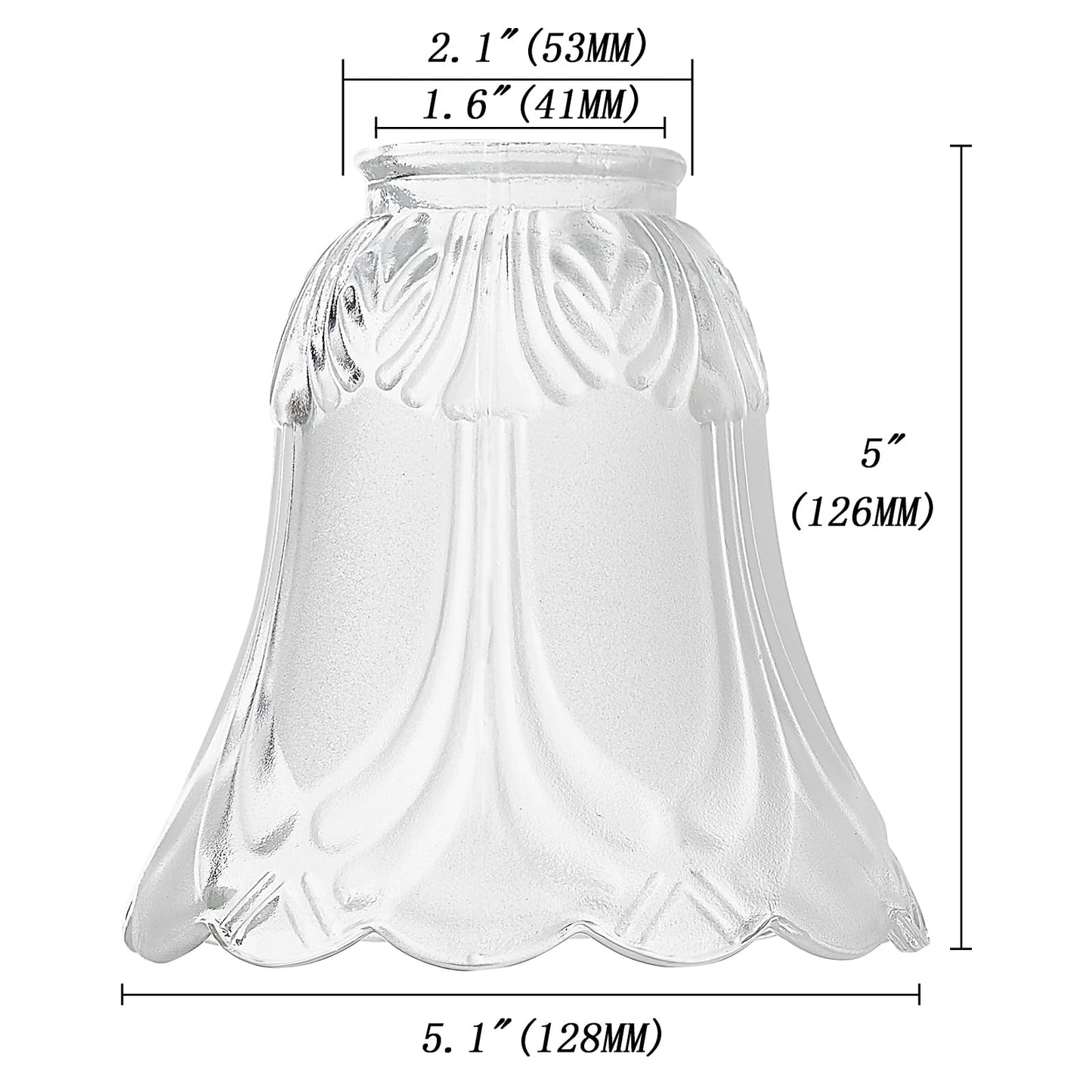 SHENGQINGTOP 4 Pack Clear & Frosted Glass Lamp Shade Replacement with 1.6"(41MM) Fitter Opening for Ceiling Fan Light Kit Wall Sconce Pendant Light Fixture