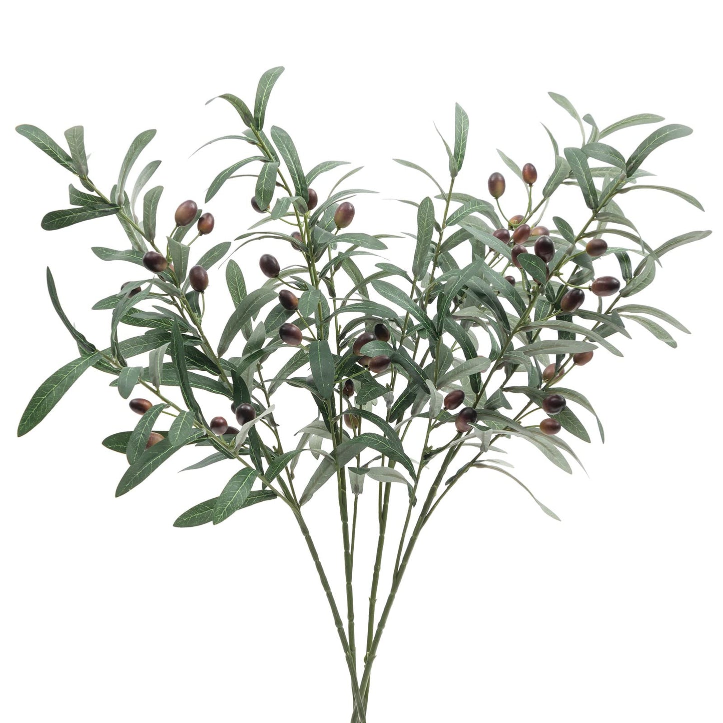 SHACOS Artificial Olive Branches with Fruits Set of 4 Fake Greenery Branches 28 inch Long Olive Stem Plant for Home Wedding Decor (4, 28 inch)