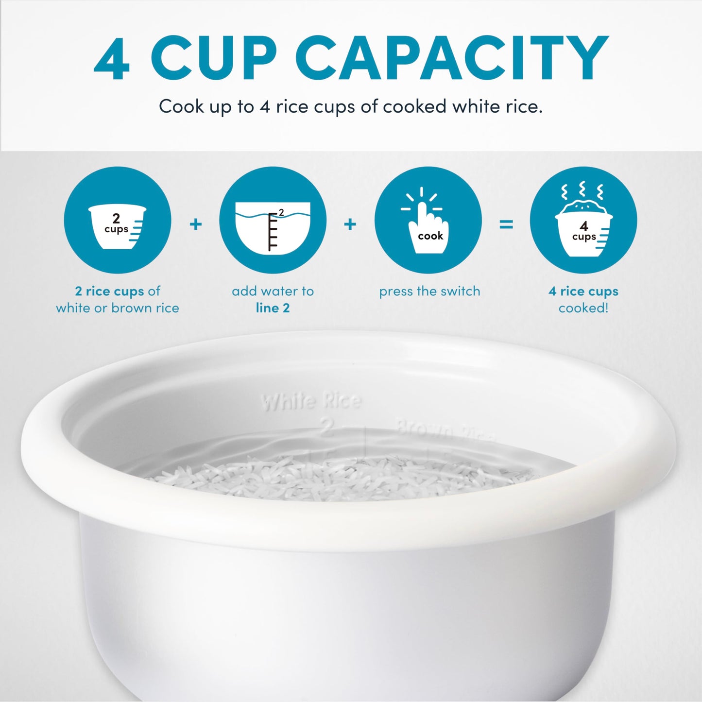 AROMA® CoreCoat Steaming Rice Cooker with Basket (4 Cups Cooked, 2 Cups Uncooked)