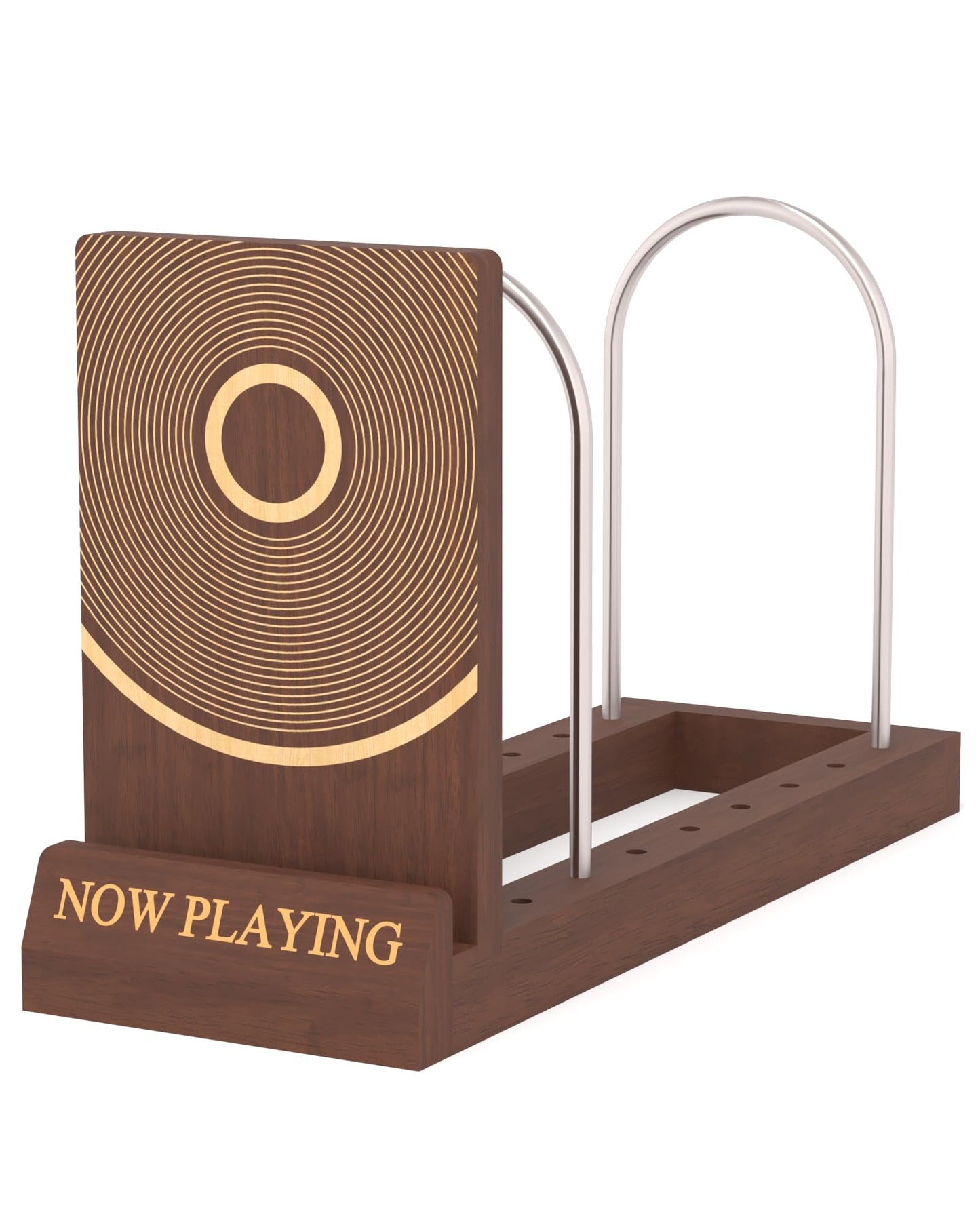 Greaittle Now Playing Vinyl Record Holder Stand, Wooden Record Storage Stand for Album Display, Vinyl Accessories for LP Lovers, Solid Wood with Engraved Design