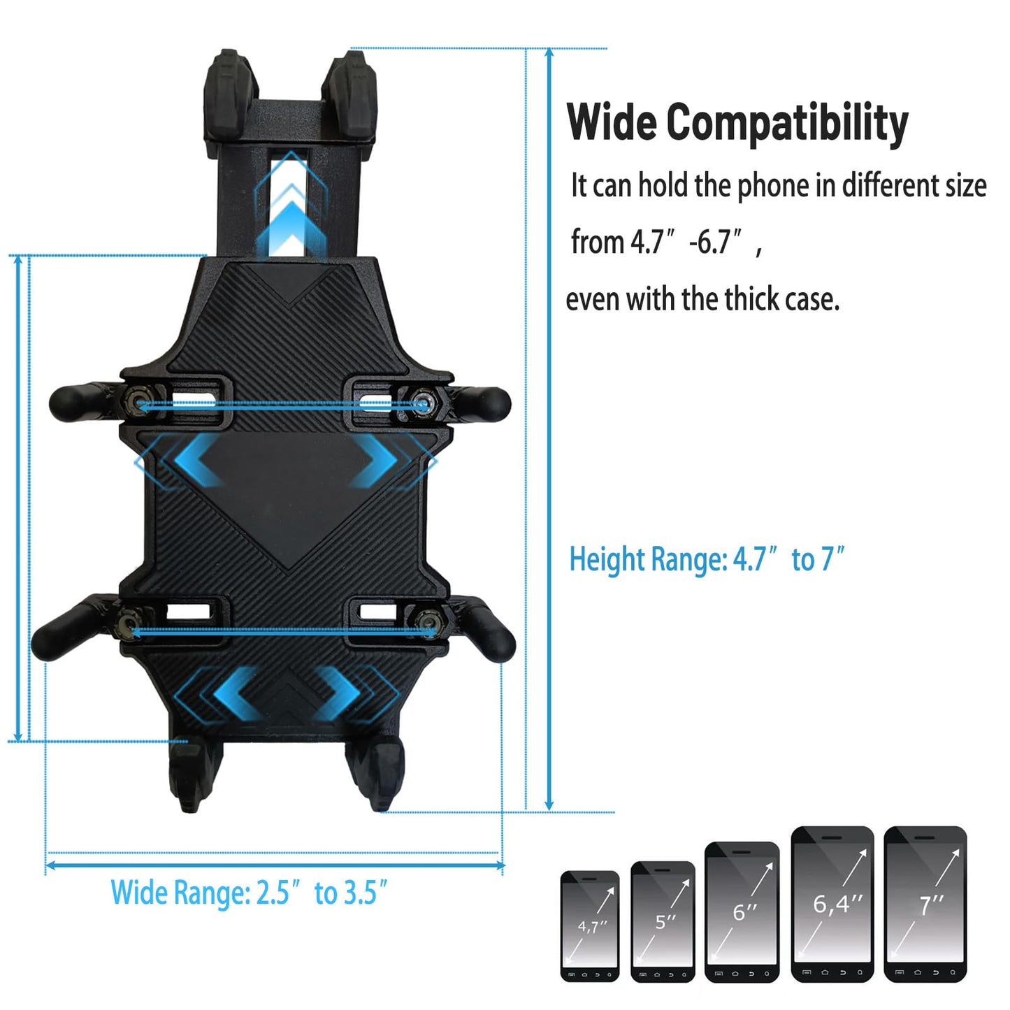 QYMOTO ATV Cell Phone Holder,Motorcycle Phone Mount Anti Vibration Handlebar Mount 360 Cellphone Holder Clamp Compatiable with Polaris Can am CFMOTO Fits for iPhone Samsung Google All 2.5-6.93" Phones