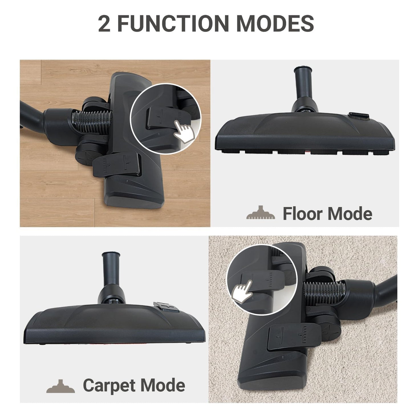 EZ SPARES Universal Vacuum Cleaner Floor Brush Head,32/35mm Attachment for Hard Floor and Carpet, 2-in-1 Combo Tool with Swivel Neck and Rolling Wheels, Vacuum Replacement Parts (Black)