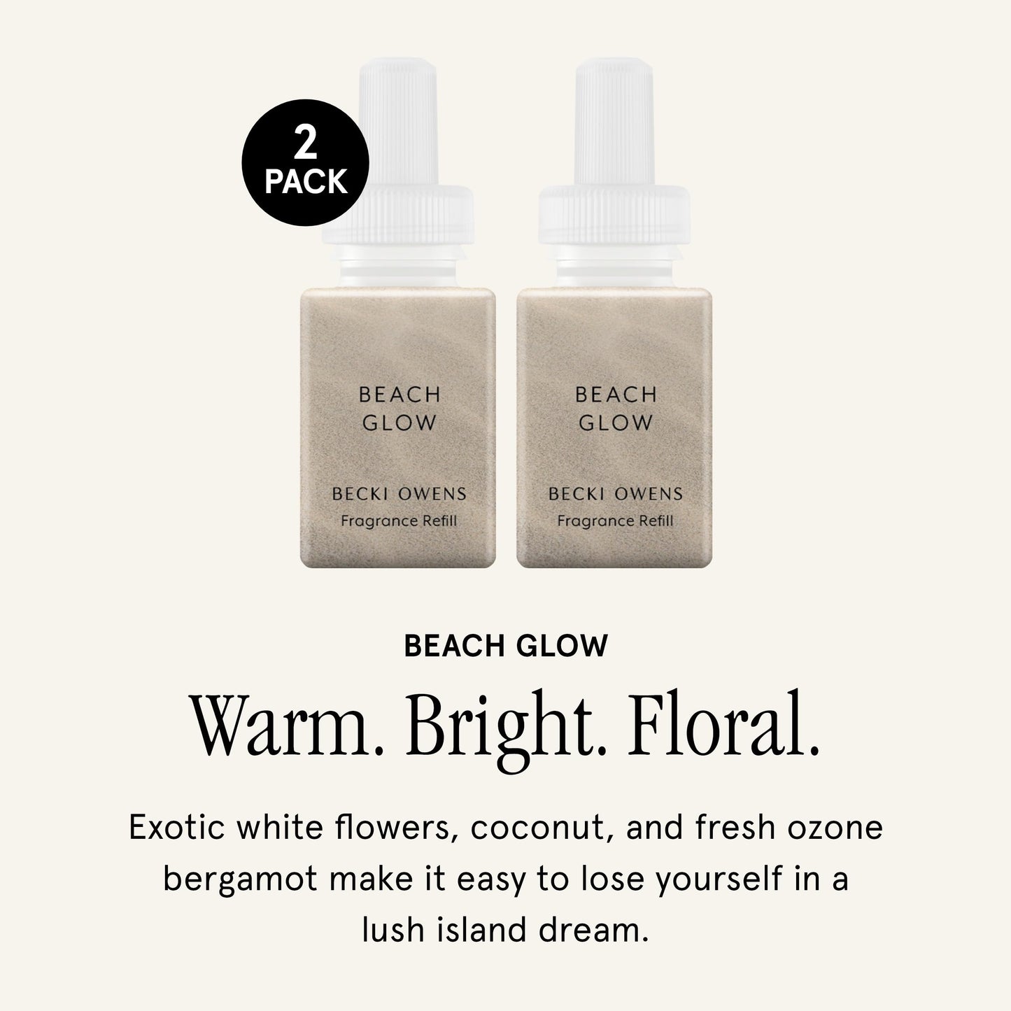 Pura & Becki Owens Home Scent Refill - Smart Home Air Diffuser - Up to 120-Hours of Luxury Fragrance per Refill - Spring & Summer Fragrance - 2 Pack, Beach Glow