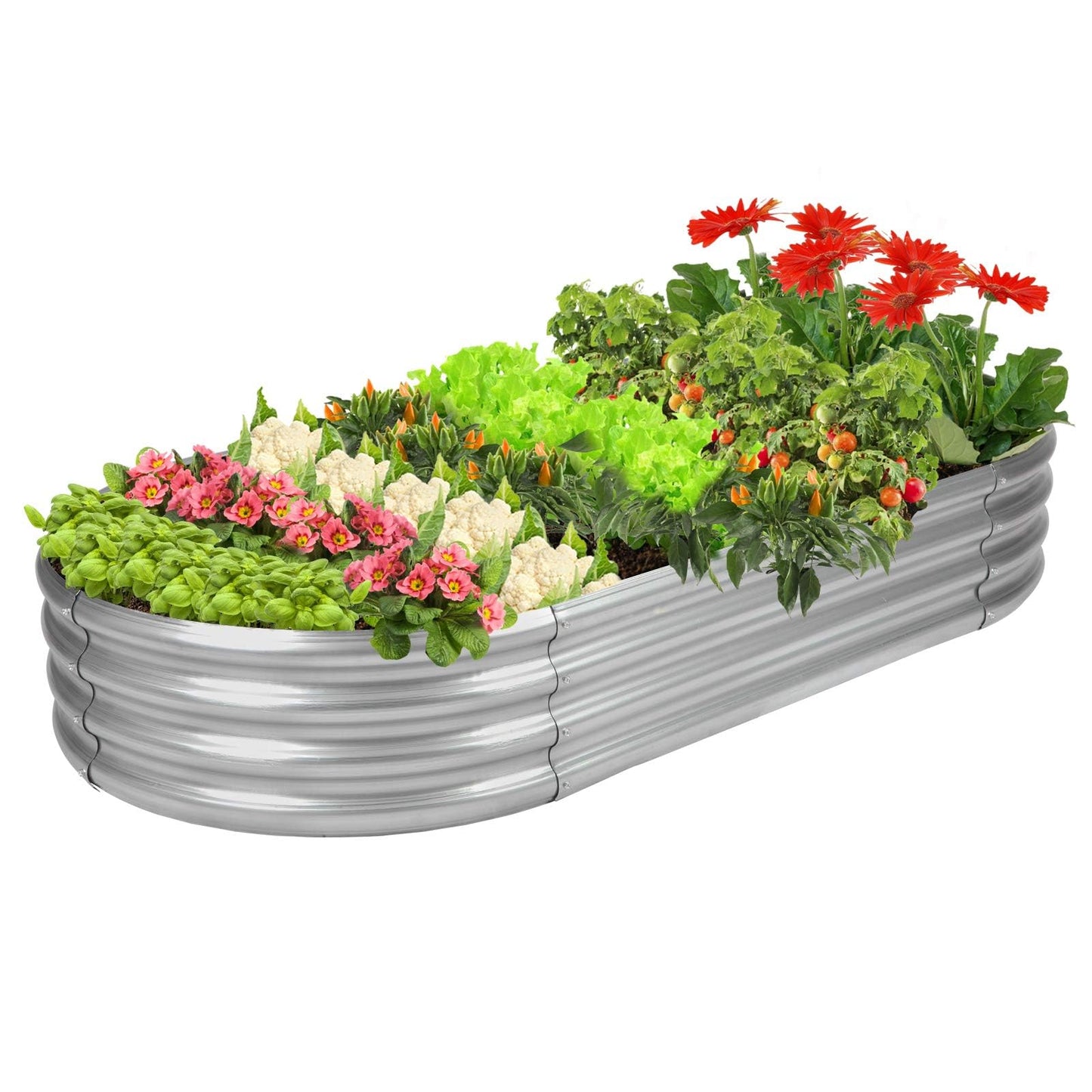Raised Garden Bed 5ft Galvanized Planter Box Outdoor, Rot-Resistant Metal Garden Bed Planter for Vegetables Flower Herb