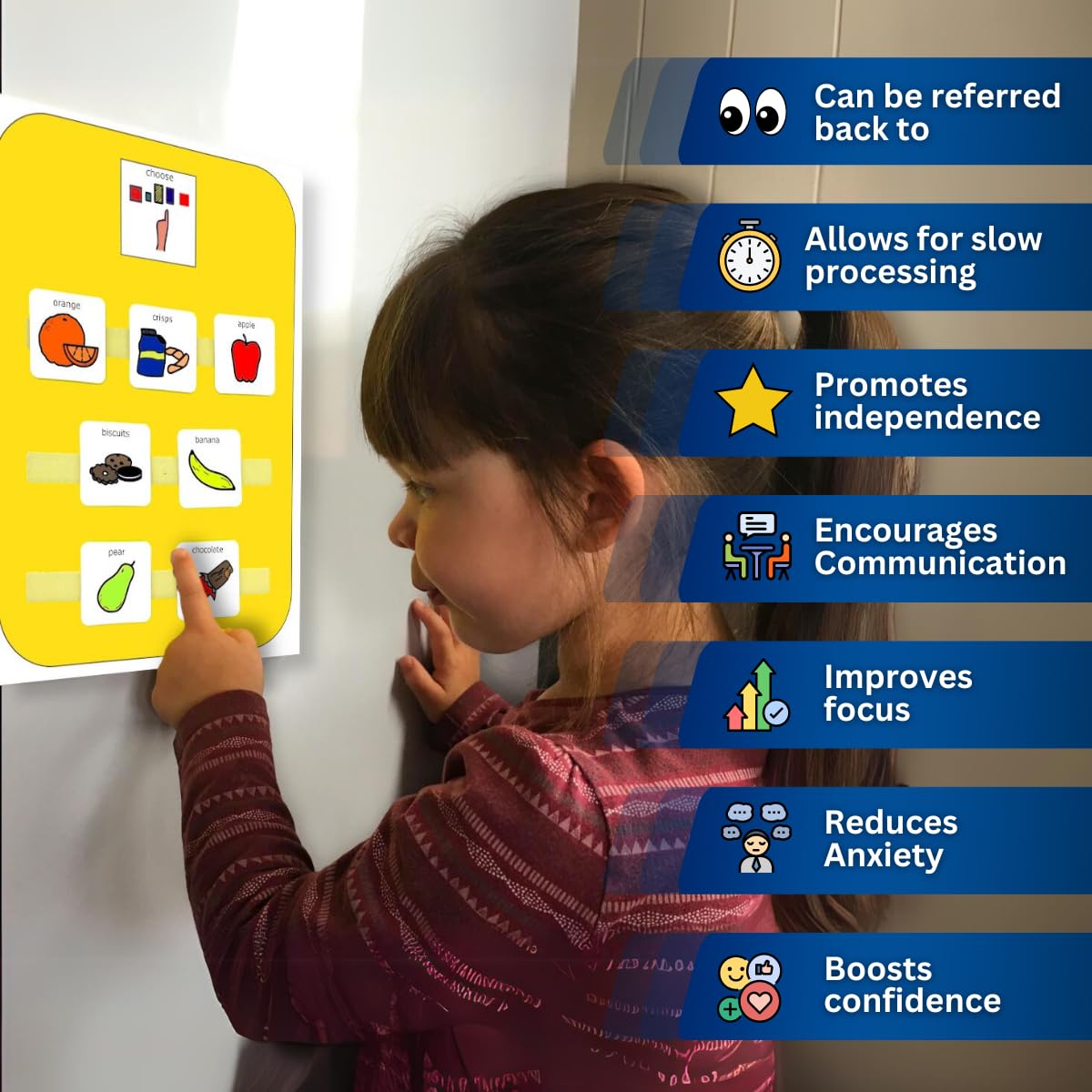 Snack Choice Board Nonverbal Communication – Visual Schedule for Kids -16 x Autism Communication Cards – Special Education Classroom Must Haves