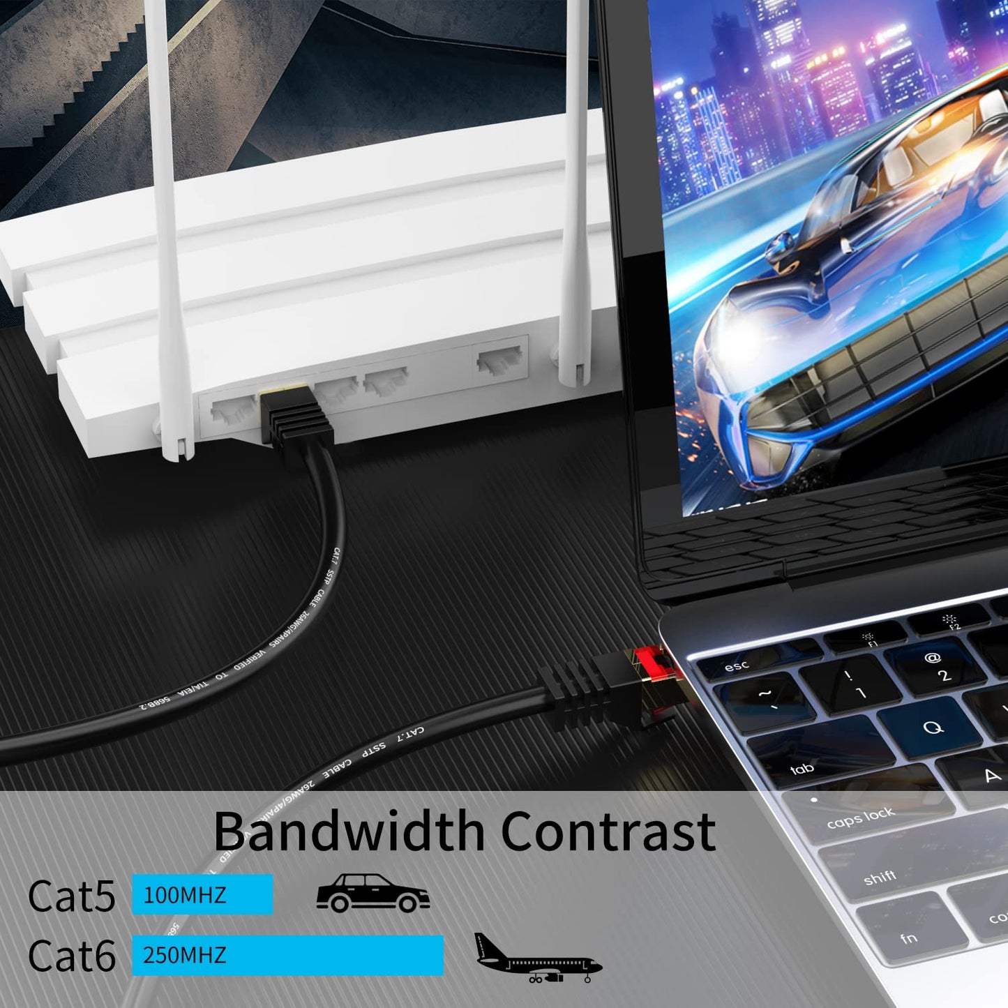 Abireiv Cat6 Outdoor Ethernet Cable 400ft,Outdoor Shielded Grounded UV Resistant Waterproof Buried-able Network Cord Compatible for Ca6/Cat5/Cat5e,for Game,Router,LAN,TV