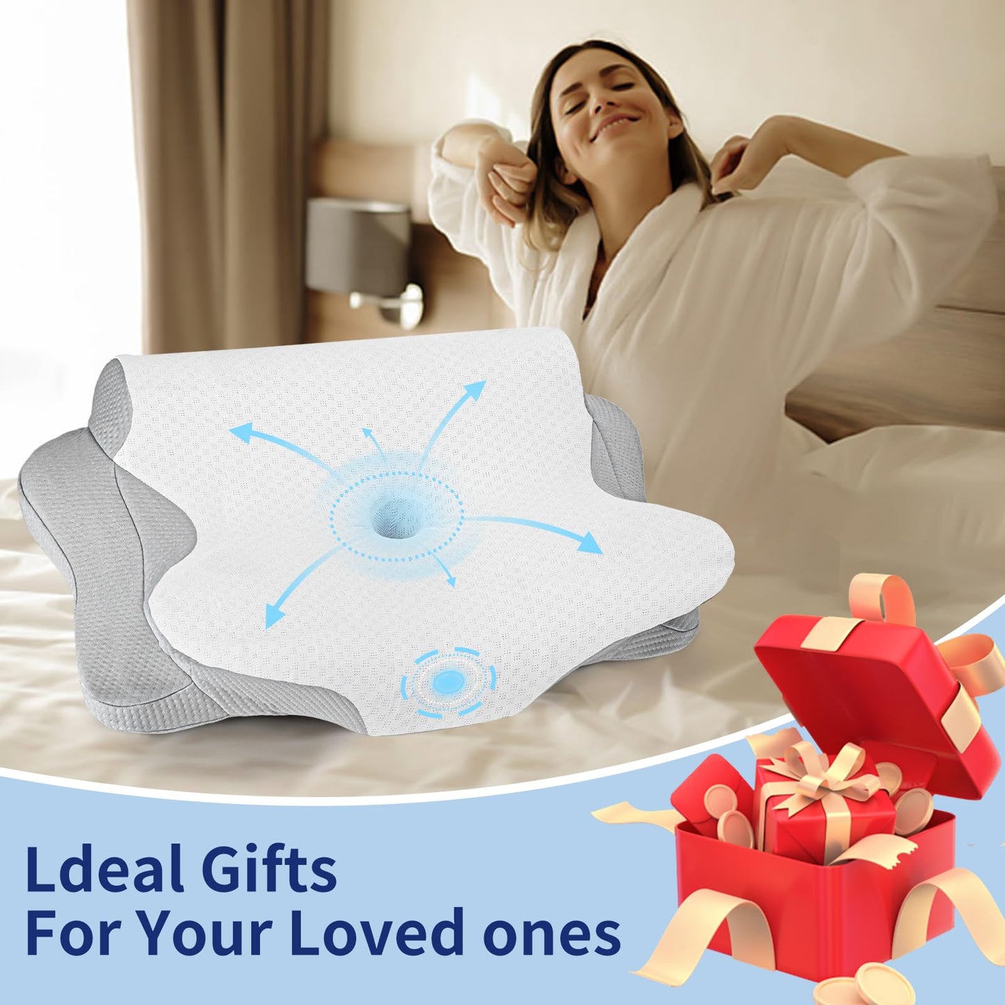 ZJZ Cervical Pillow, Ergonomic Pillow, Cervical Neck Pillow, Neck Pillow, Pillow for Neck Pain, Orthopedic Bed Pillow for Side Back Stomach Sleepers