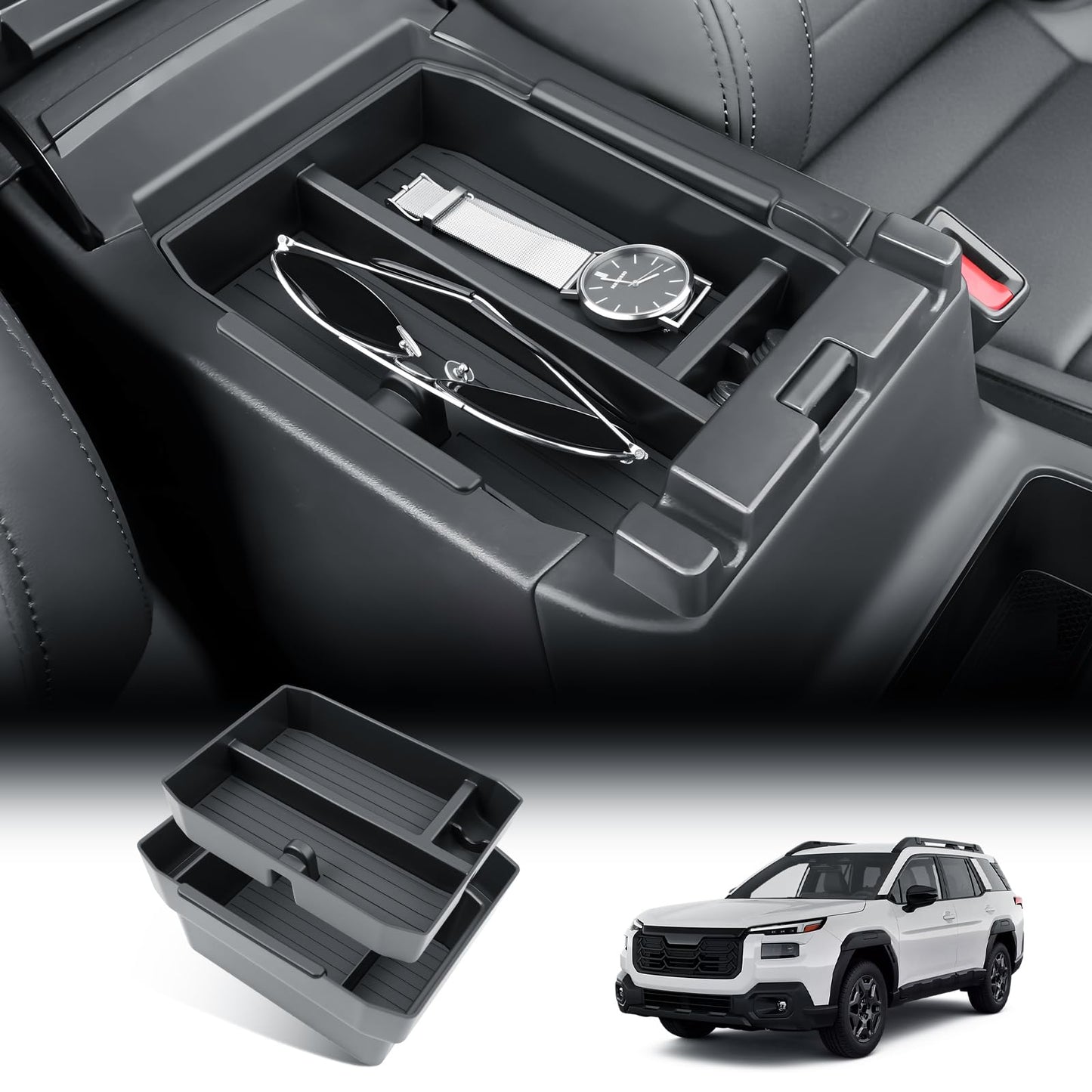 BIBIBO 2Packs for 2026 Subaru Outback Center Console Organizer 2026 Subaru Outback(Premium,Limited,Touring,Wilderness,Limited XT,Touring XT) Console Tray 2026 Outback Console Insert Tray-Double Layers