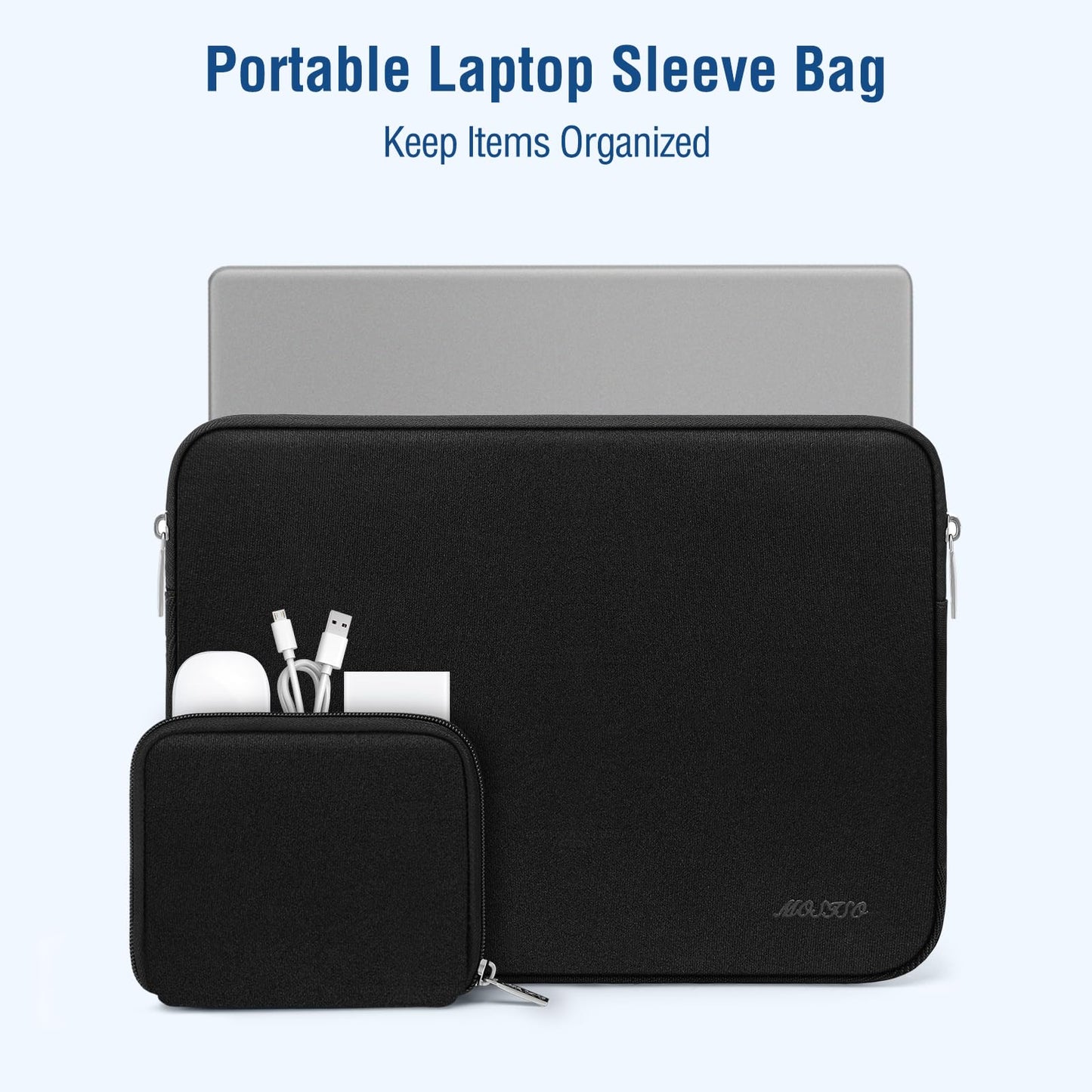 MOSISO Laptop Case 14 inch, 14 inch Laptop Sleeve Bag Compatible with HP Lenovo Dell ASUS Acer, HP Stream, Dell Latitude, Lenovo IdeaPad, Neoprene Computer Sleeve Bag with Small Case, Black