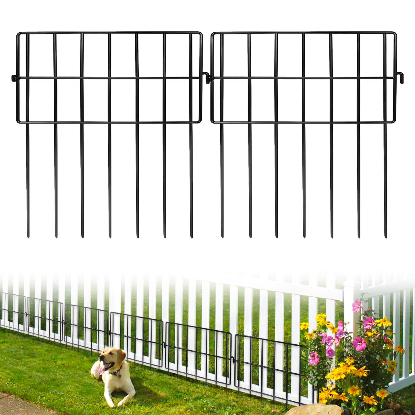 25 Pack Animal Barrier Fence No Dig Garden Defense, 13in(H) x 25ft(L) Rabbit Proof Garden Fencing with 1.2in Gaps, Metal Rabbit Fence for Garden, Dog Blocker Under Barriers