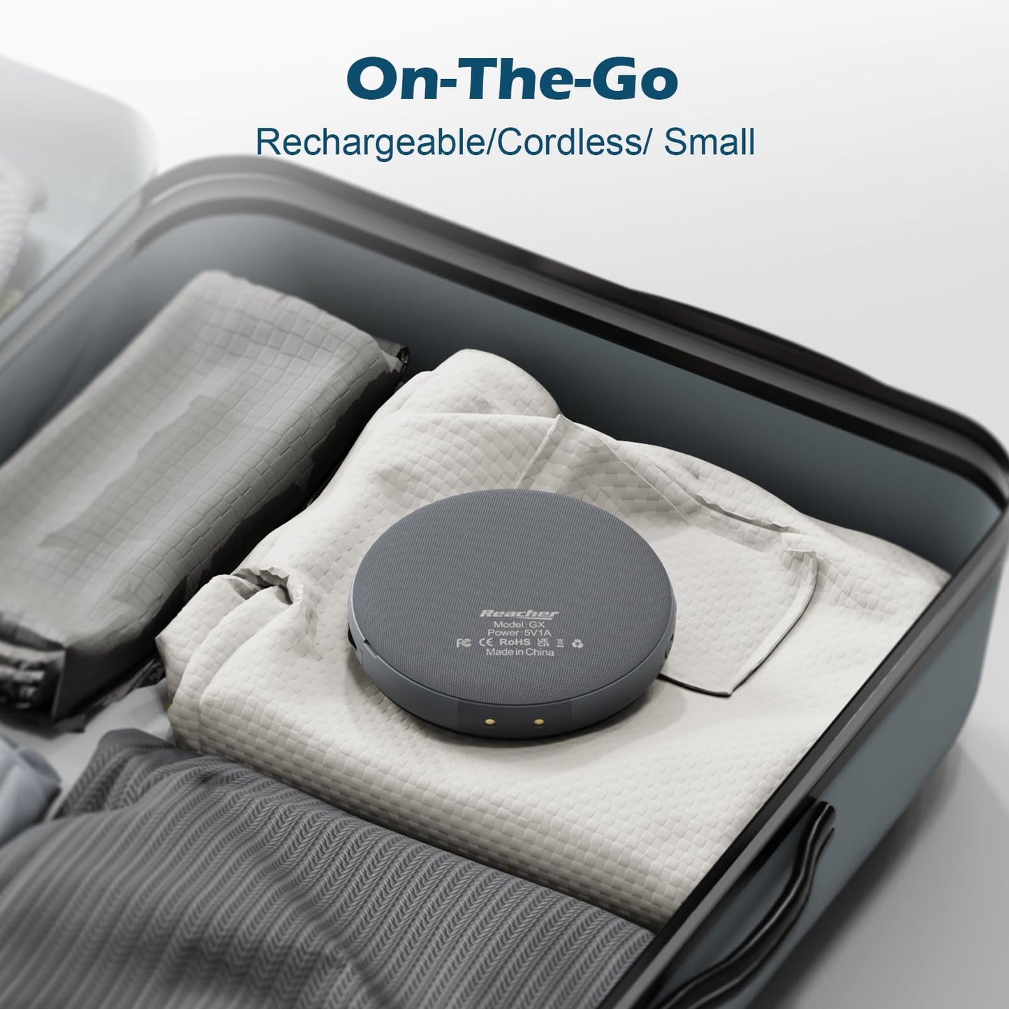 REACHER 2-in-1 Unified Loud Bed Shaker & Vibrating Alarm Clock for Hearing Impaired/Heavy Sleepers/Teens, Wireless Magnetic Charging, Adjustable Volume, Auto Dimmer, Snooze, Battery Powered, Portable