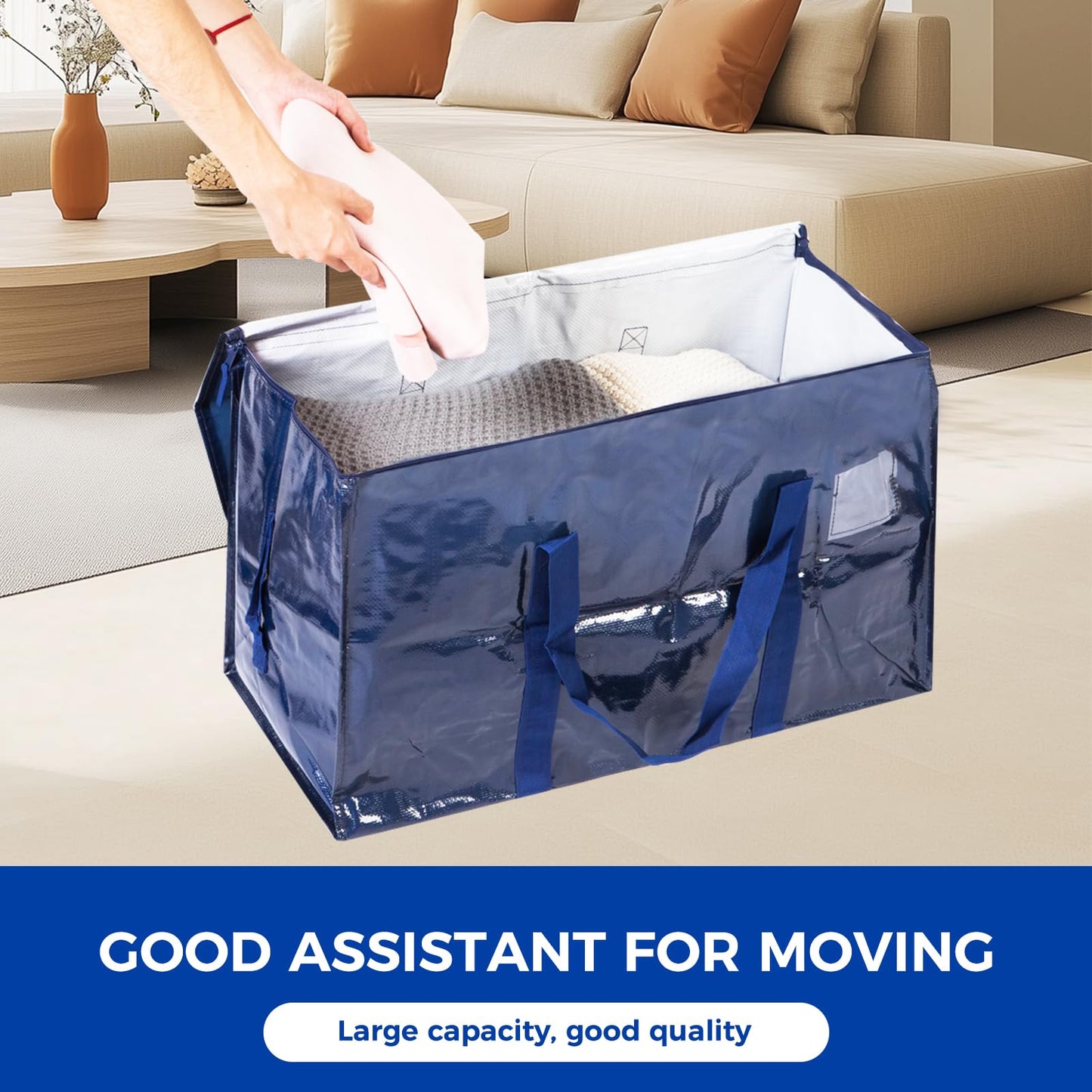 ZFWDSY 93L Moving Bags Totes 8 pack Storage Bag Bins Large Moving Boxes with Lids Zippers Handles for College Dorm, Traveling, Camping, Christmas