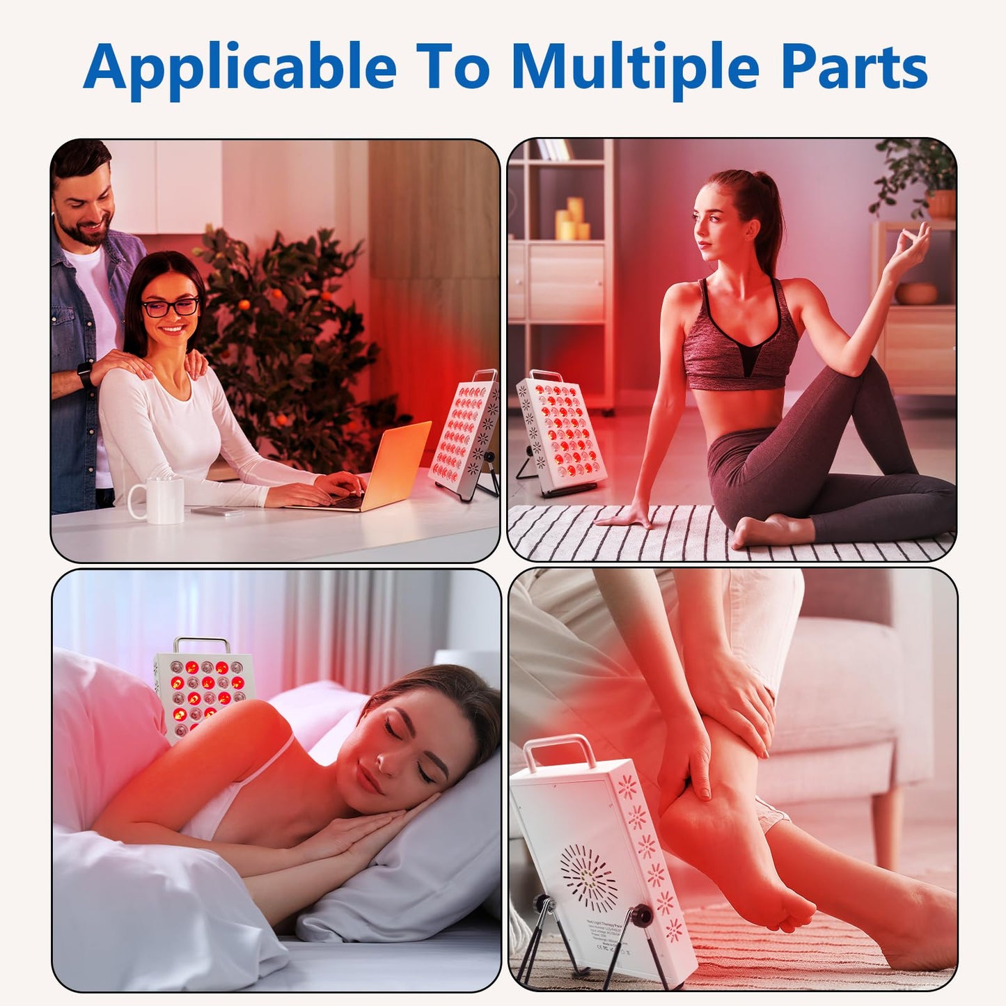 40LED Red Light Panel, 660nm&850nm Infrared Light for Face and Body, Adjustable Angle & Brightness for Home & Office