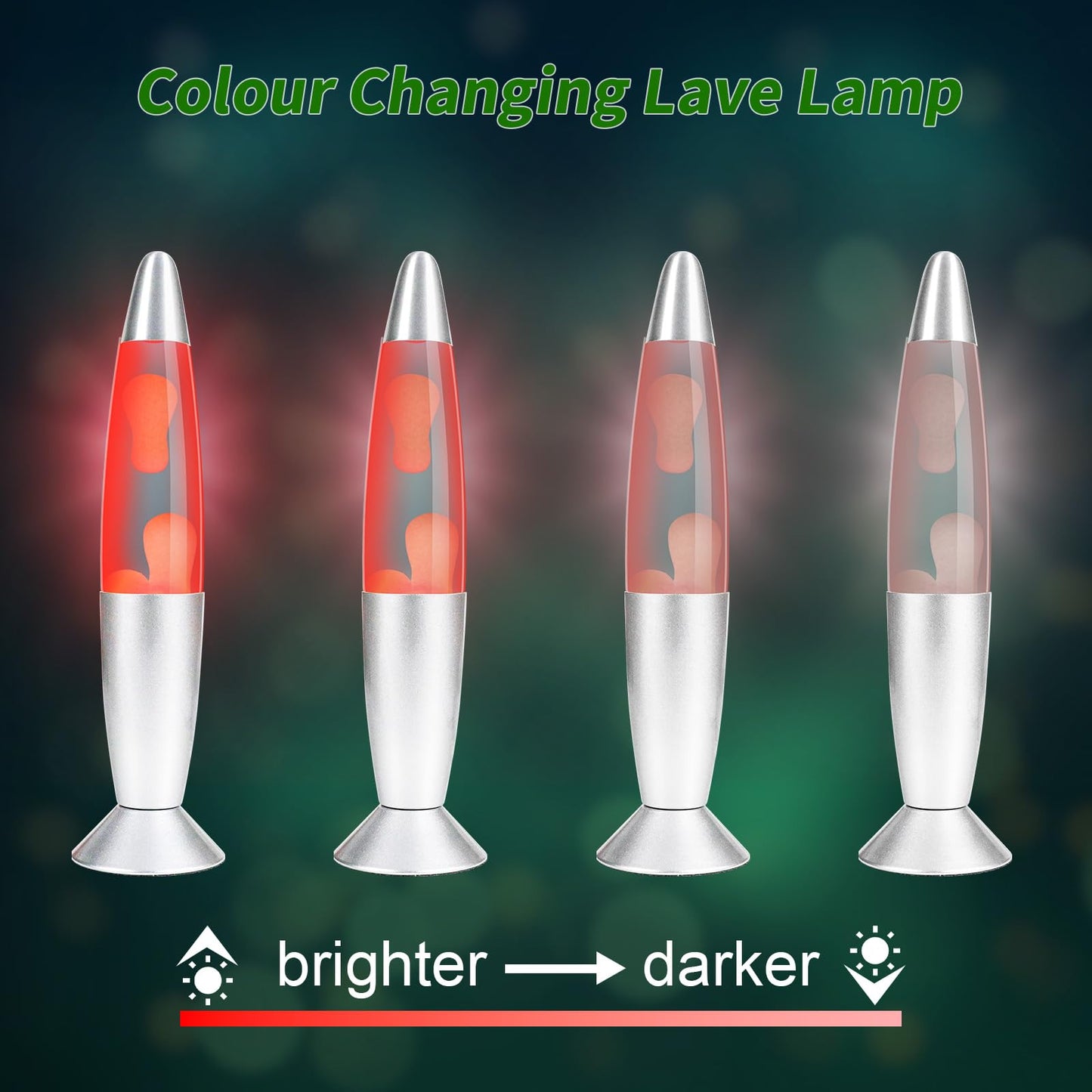 13.5in Liquid Motion Lamp, Remote Control LED Mood Light, 17 Colors Changing Night Light, LED Liquid Motion Lamp for Living Room, Bedroom or Game Room (Silver Base, White Wax and Water)