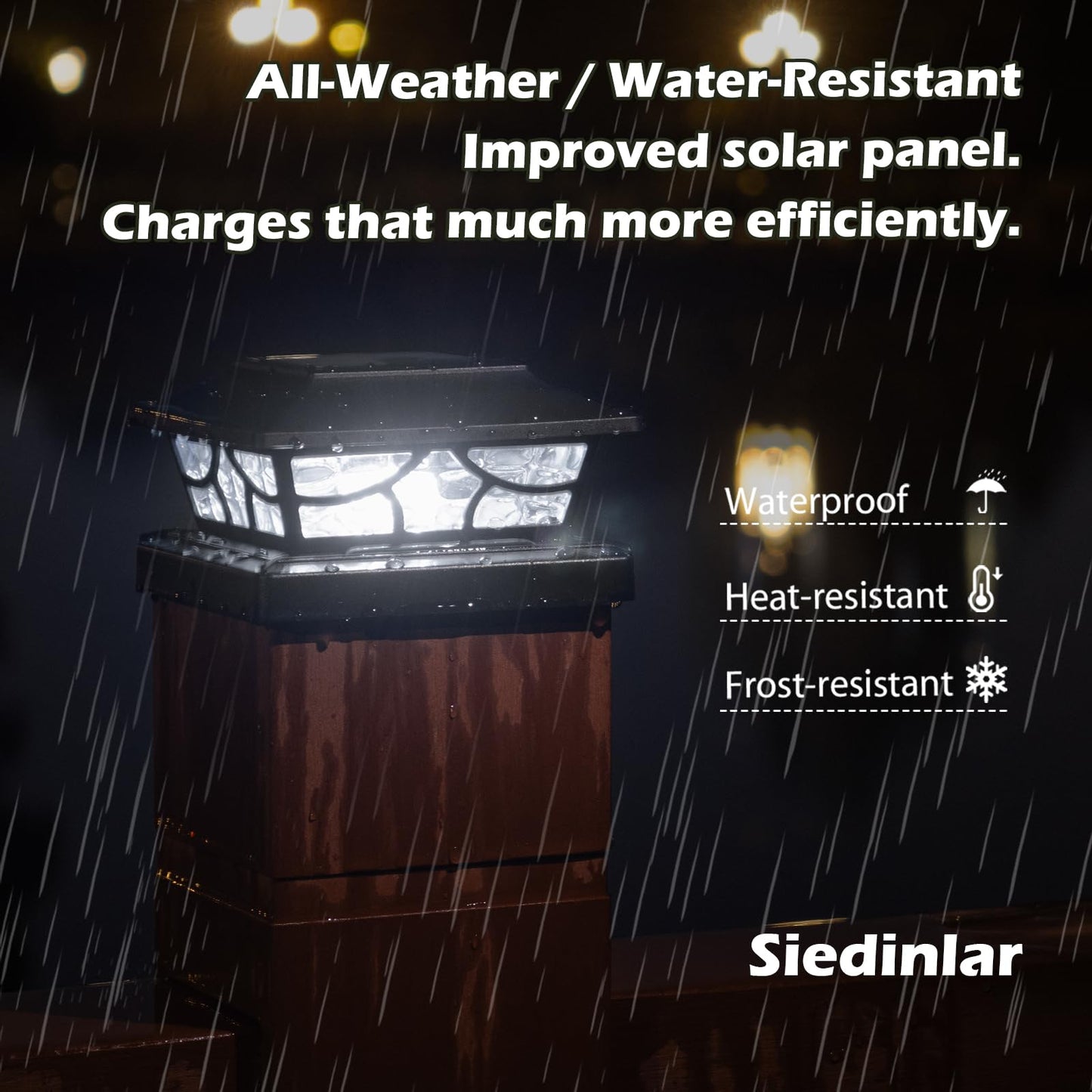 SIEDiNLAR Solar Post Lights Outdoor 4 Modes Deck Fence Post Cap Light for 4x4 5x5 6x6 Vinyl Wooden Posts Patio Garden Decor, Warm White & Cool White Dynamic Lighting Black (6 Pack)