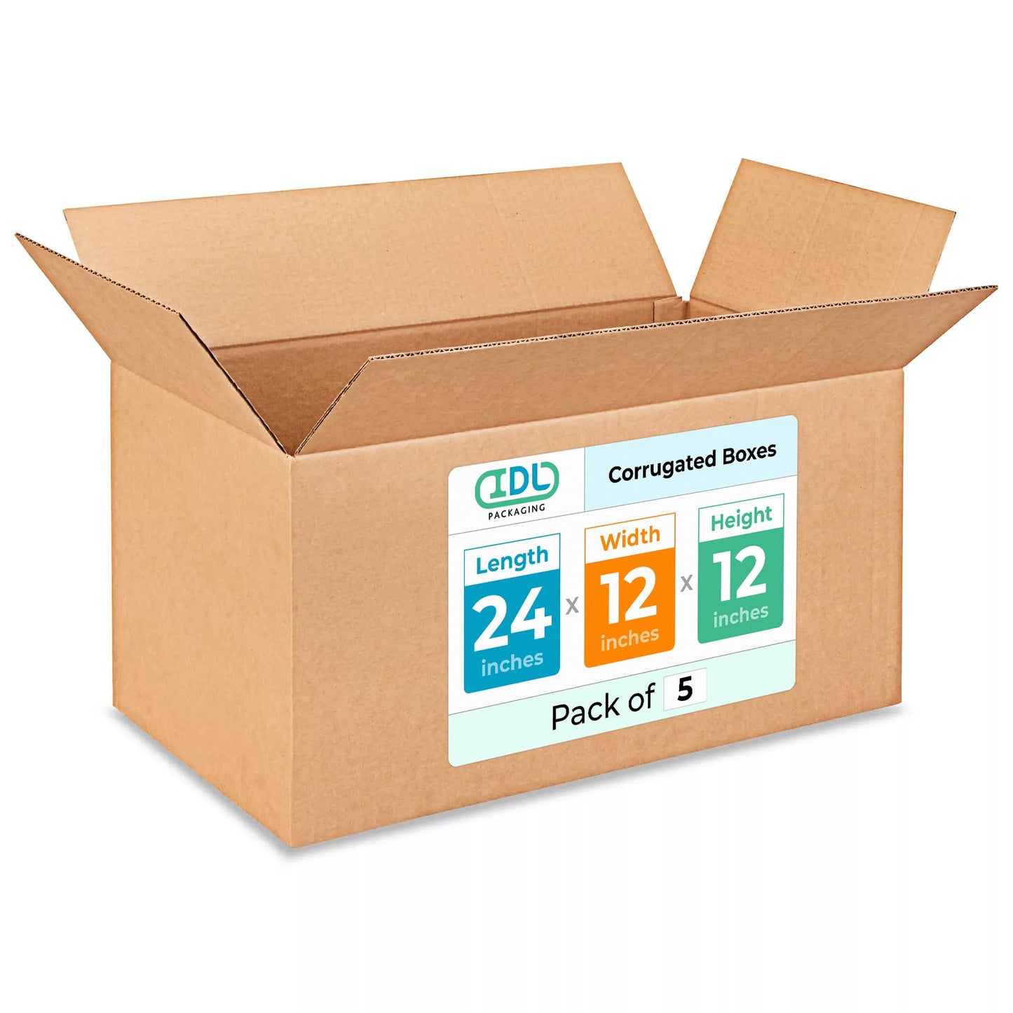Large Shipping & Moving Boxes 24 x 12 x 12 inches (5-Pack) - Extra Strength 200 lb vs Regular - Corrugated Cardboard Boxes Moving - Large Moving Box for USPS, FEDEX by IDL Packaging