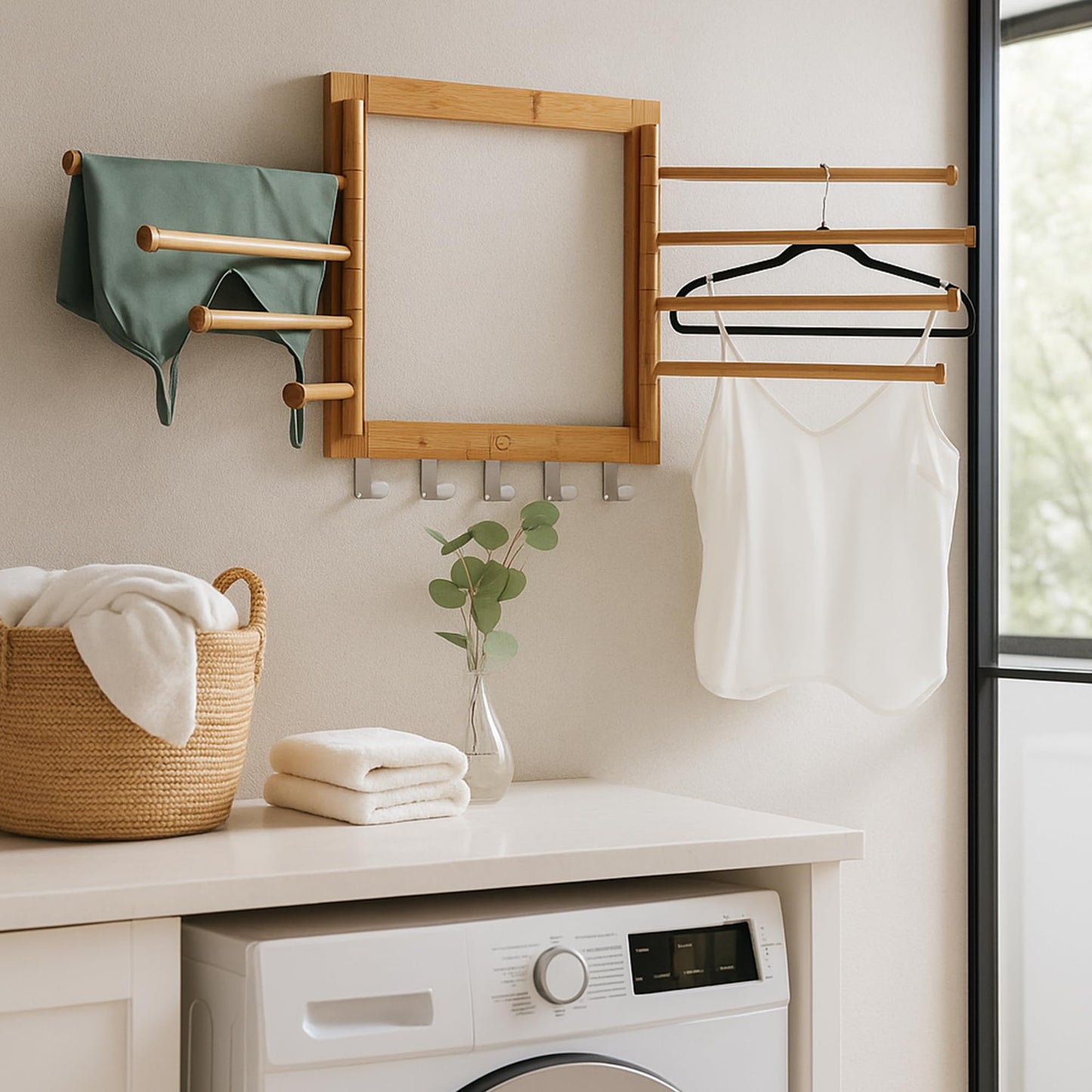 Honey Can Do Wall-Mounted Swivel Clothes Drying Rack DRY-09386 Natural