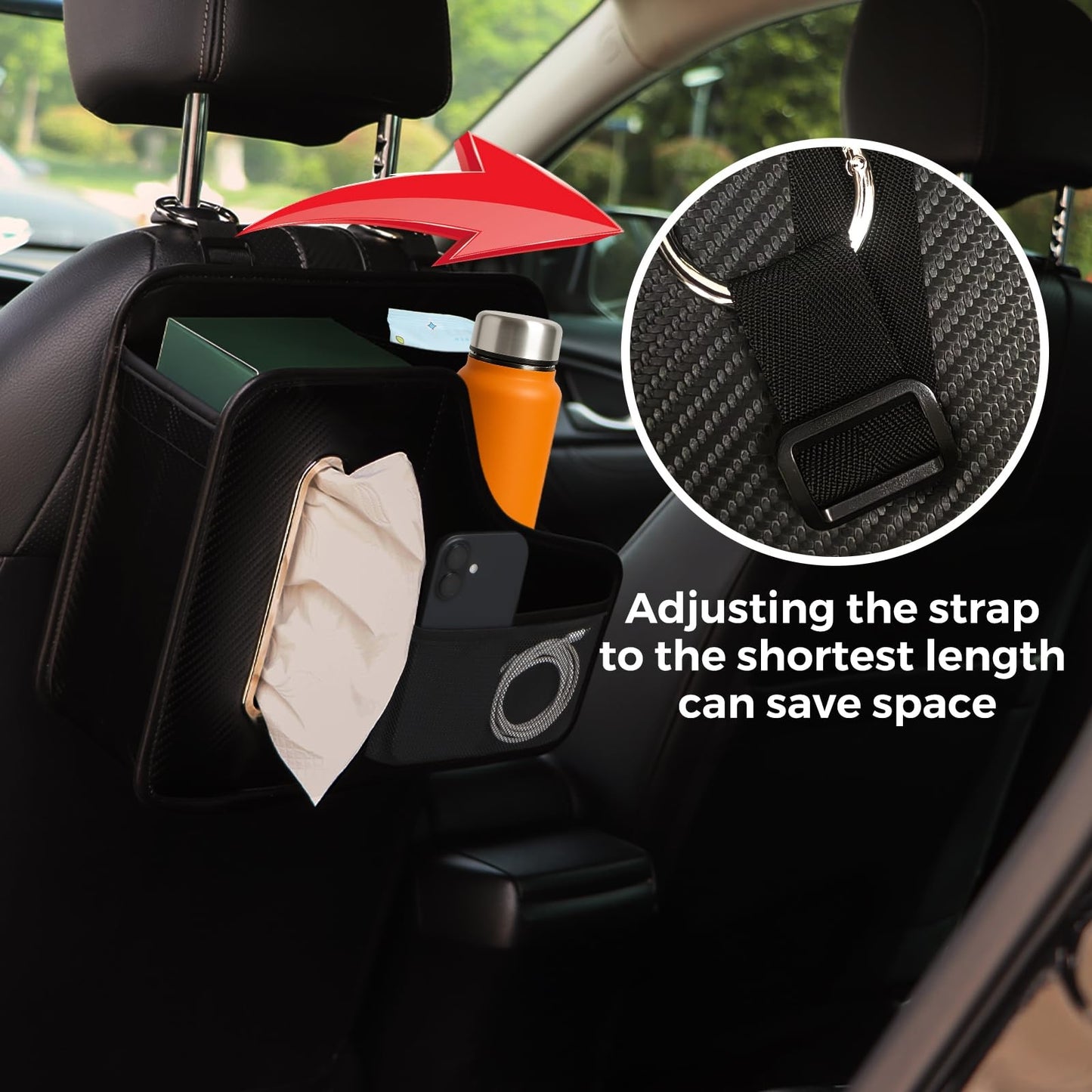 KZBHHP Car Tissue Holder,Back Seat Organizer with Cup Holder,Multifunctional Car Headrest Seat Back Storage,Snack Organizers for Kids,Large Tissue Box Cover Fit for 100-130 Regular Size Tissues