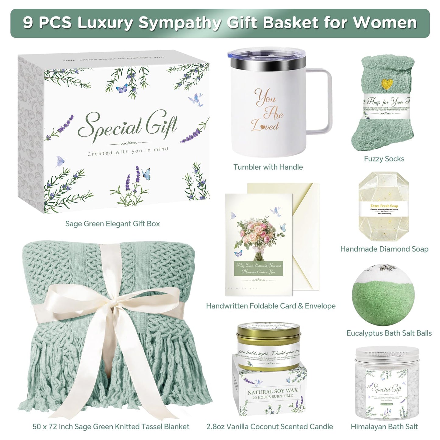 Gift Baskets for Women, Comfort Get Well Soon Gift Basket, Mothers Day Gifts for Mom Her Girlfriend Wife, Self Care Gifts for Women, Mom, Sister, Sympathy Birthday Care Package Spa Set with Blanket