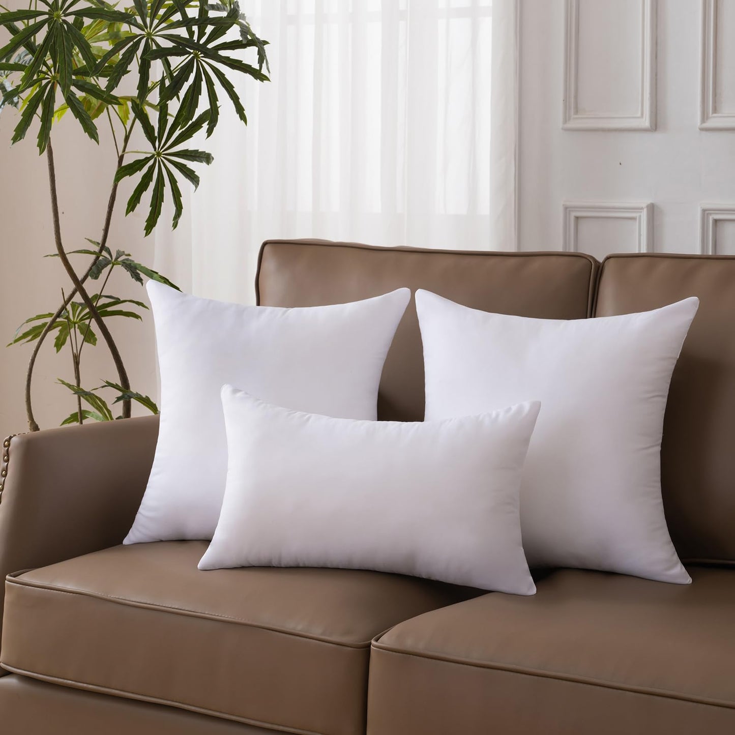 OTPIPCS 22 x 22 Pillow Insert Set of 2 - Premium Soft and Fluffy 22 Inch Large Sofa Decorative White Square Throw Pillow Inserts Stuffing for Living Room Couch and Bedroom Interior Cushions