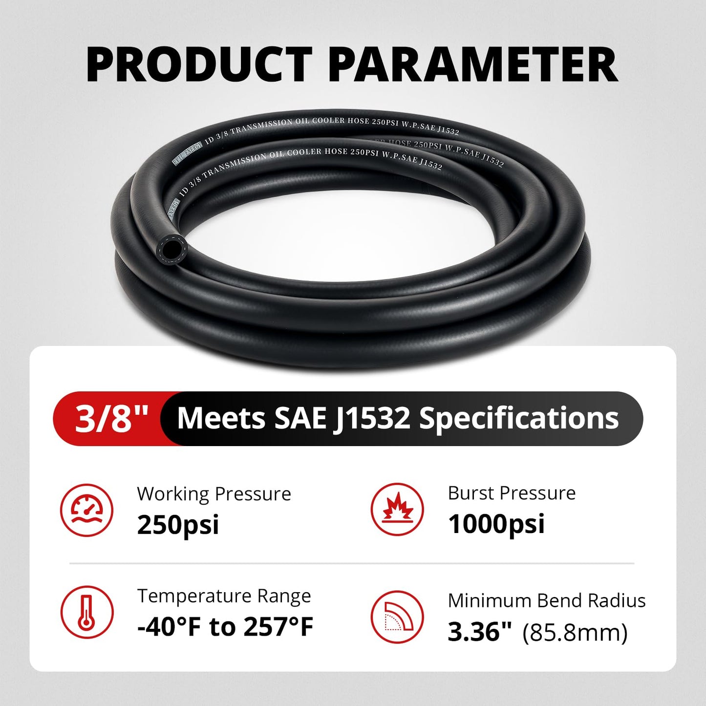 EVIL ENERGY 3/8" Transmission Oil Cooler Hose 10FT 250PSI SAE J1532