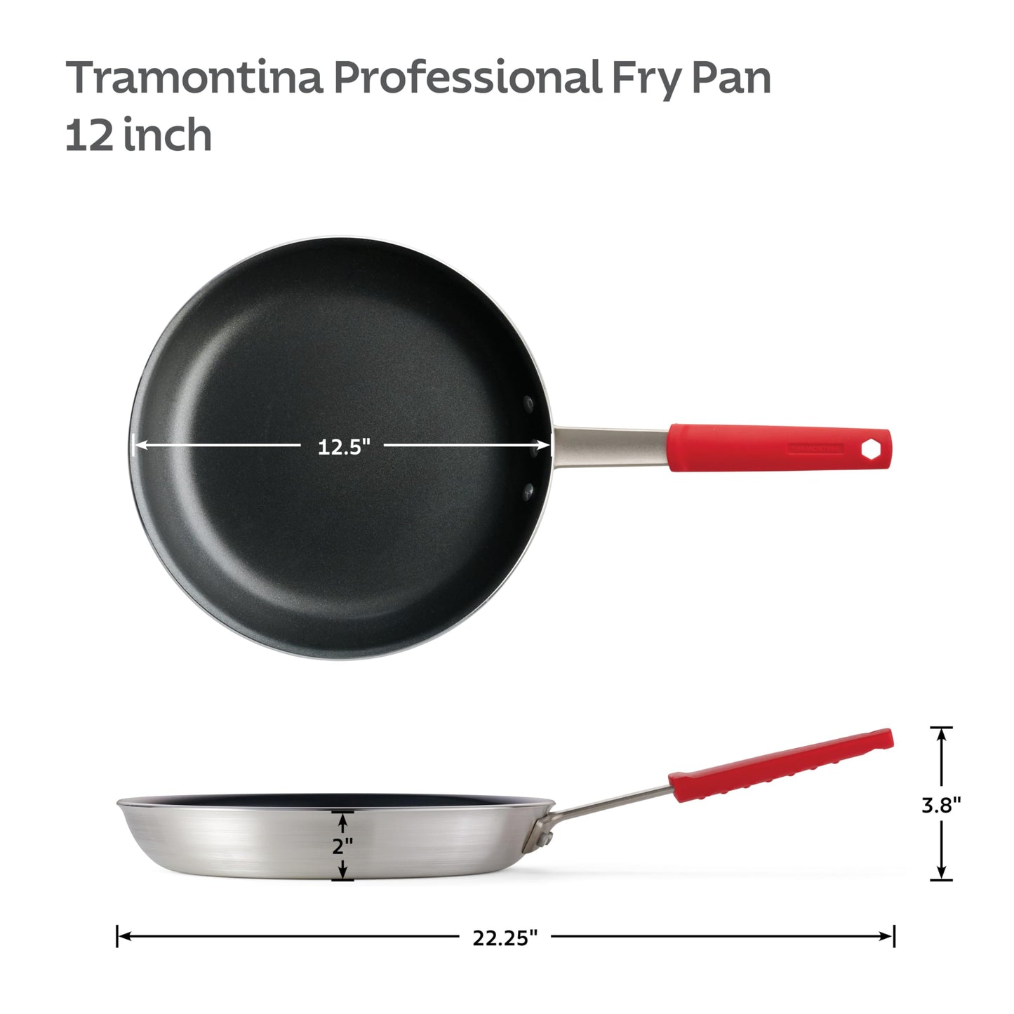 Tramontina Professional Aluminum Nonstick Restaurant Fry Pan, 12", NSF-Certified, Made in Brazil