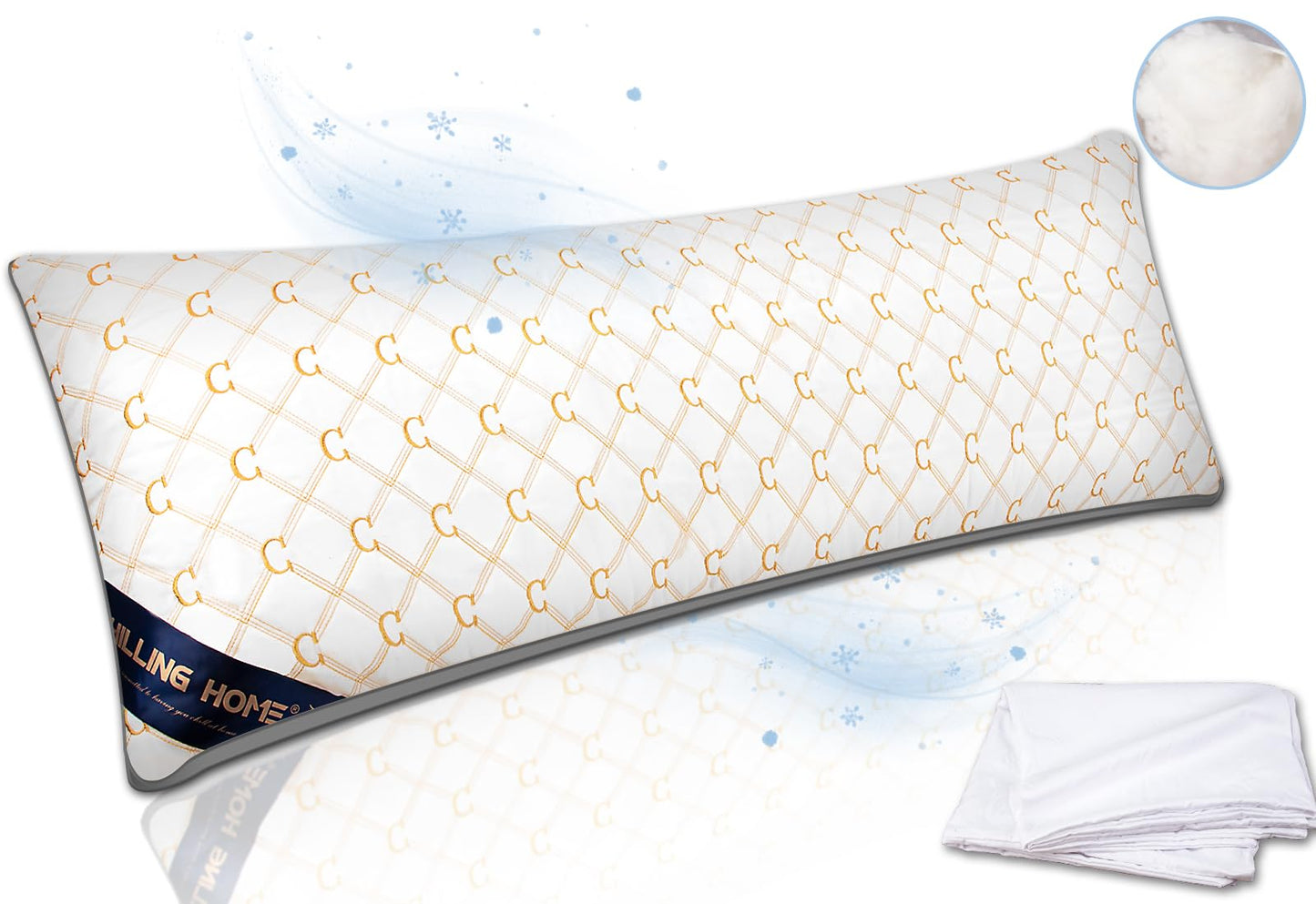 Chilling Home Full Body Pillows for Adults with Washable Removable Pillowcase, Quilted Long Bed Pillows for Sleeping, Large Pillow for Pregnancy Women and Side Sleepers