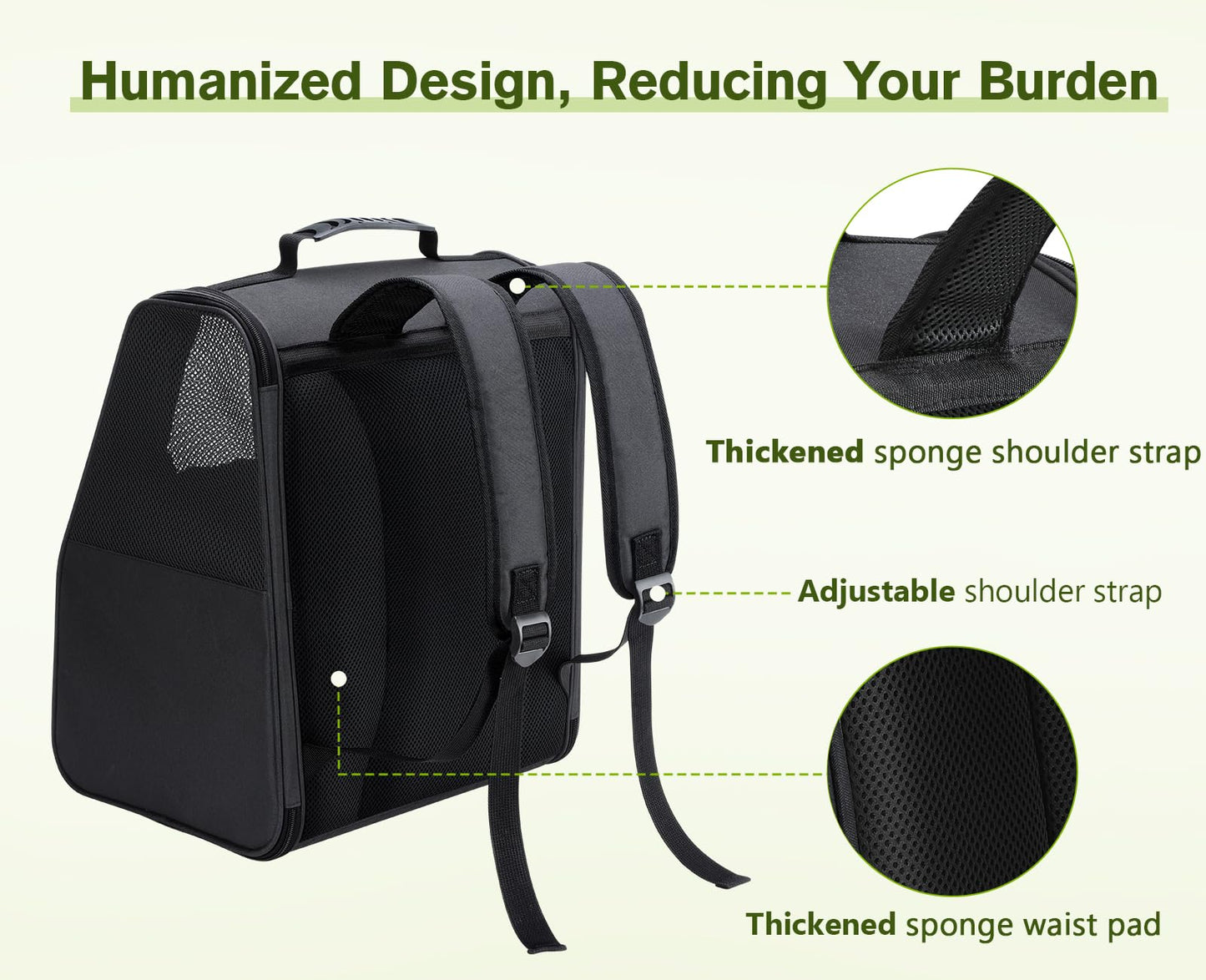 Pecute Cat Backpack Carrier, Small Dog Backpack Carrier, Pet Backpack Carrier for Cats Dogs Puppy Kitten, Cat Carrier Bag Carrying for Travel Hiking Bike Riding Walking Outdoor,Black