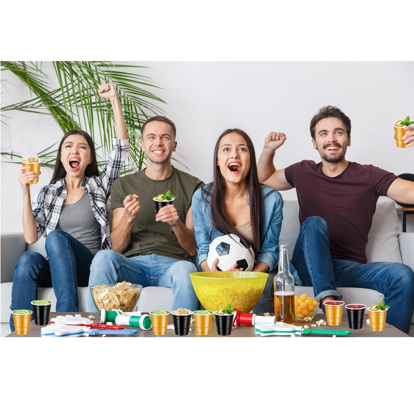 cssopenss 500 PCS Black Gold Plastic Shot Cups Black And Gold shot glasses Graduation shot cups for Party Wedding Birthday Family Gatherings and Festive Celebrations