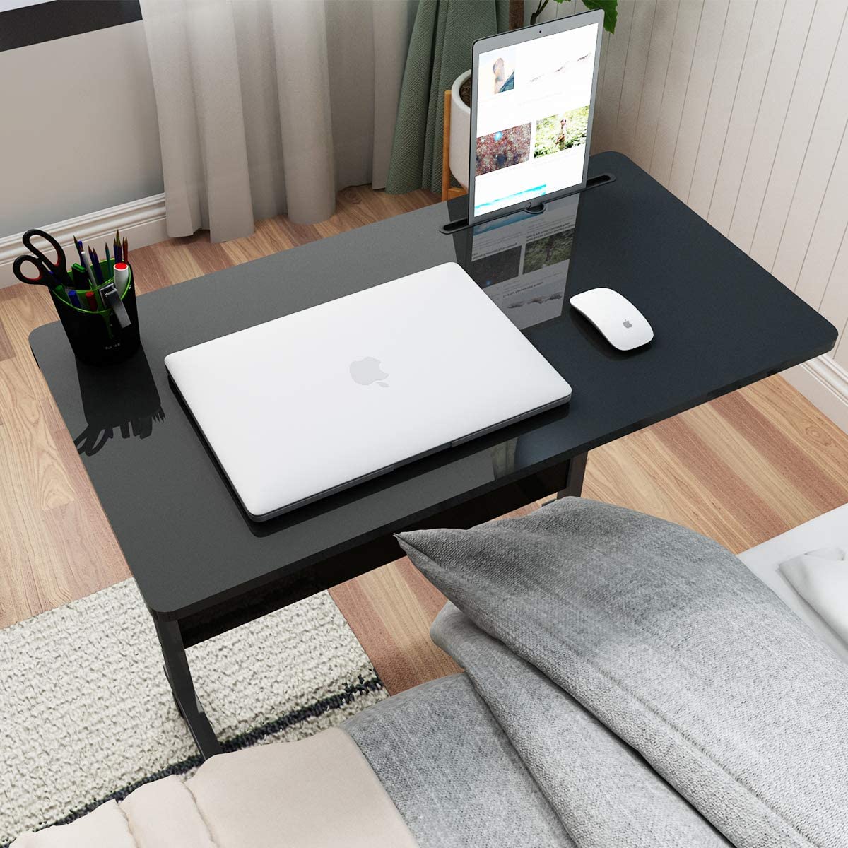 SDHYL Side Table Living Room,31.5 inches Laptop Desk, Adjustable Work Stand Mobile Side Desk, Portable Workstation Student Desk Small Snack Table