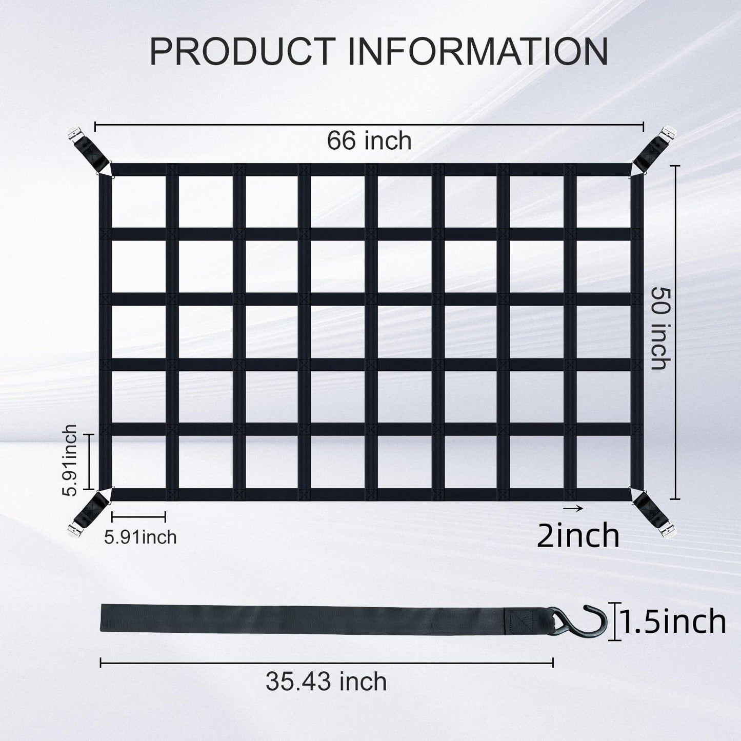 Cargo Net for Pickup Truck Bed, Heavy Duty 1100LBS Capacity, Adjustable Cam Buckles & S-Hooks, Thick Herringbone Nylon Mesh with Drawstring Storage Bag for Trailers and Trucks