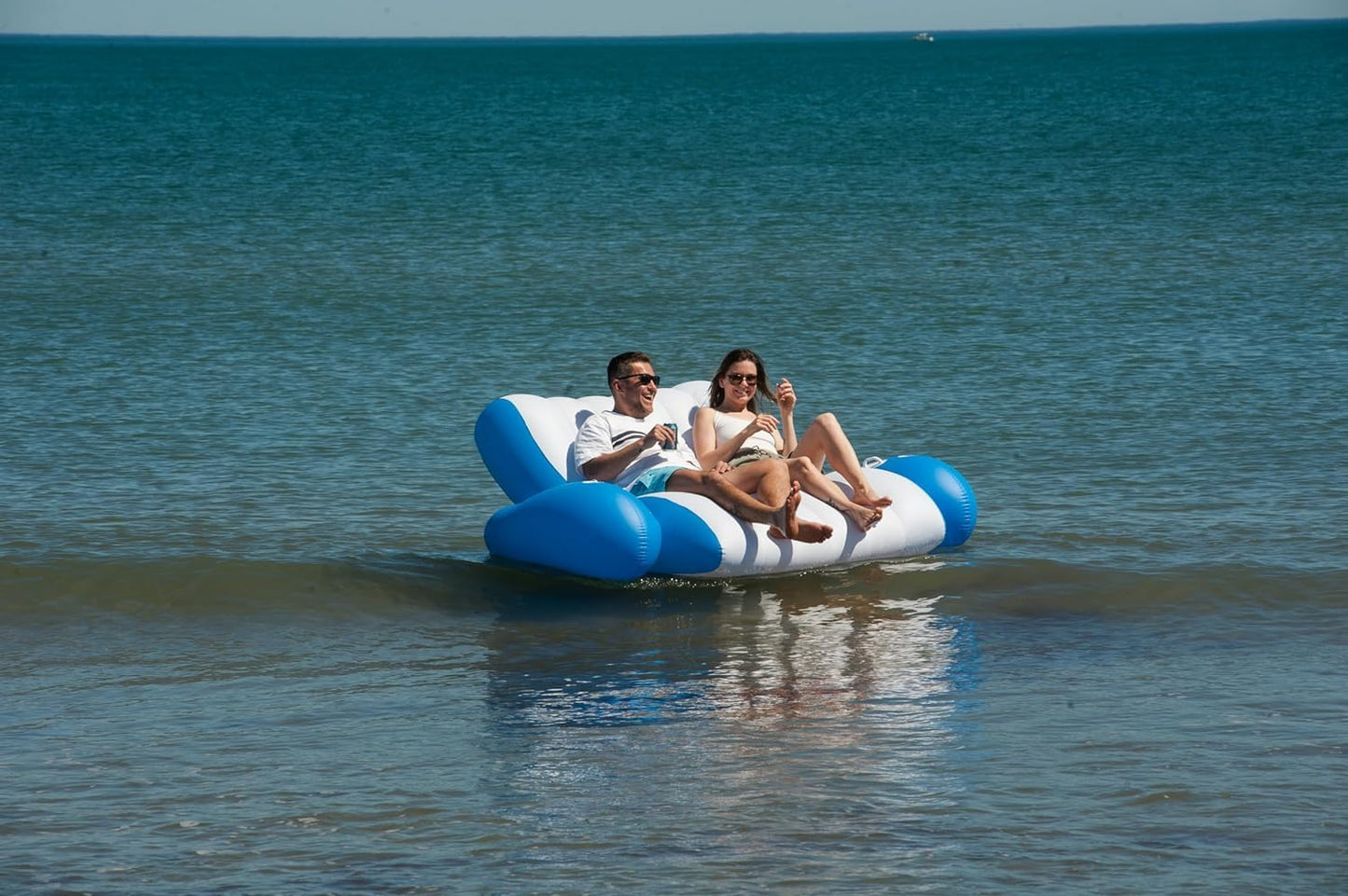 Zone Tech Inflatable Pool Recliner Luxury Float - High & Dry Duo, Cup Holders & Handles, Heavy-Duty Lounge for Swimming-Pool, Lake and River Raft, Beach Chair-Perfect Lounger Gift for Adults