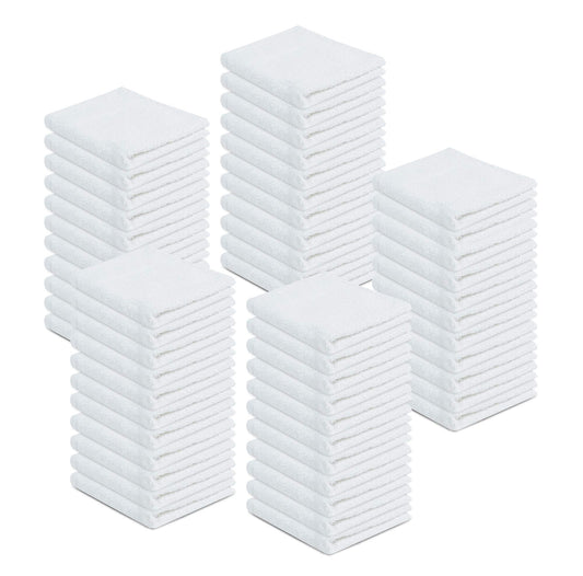 100% Cotton Terry Towels Cleaning Cloths Pack of 50 (12x12 Inches) White Cotton Terry Cloth Bar Rags White Bar Towels, Multipurpose High Absorbent Terry Towels for Cleaning Auto Detailing or Painters