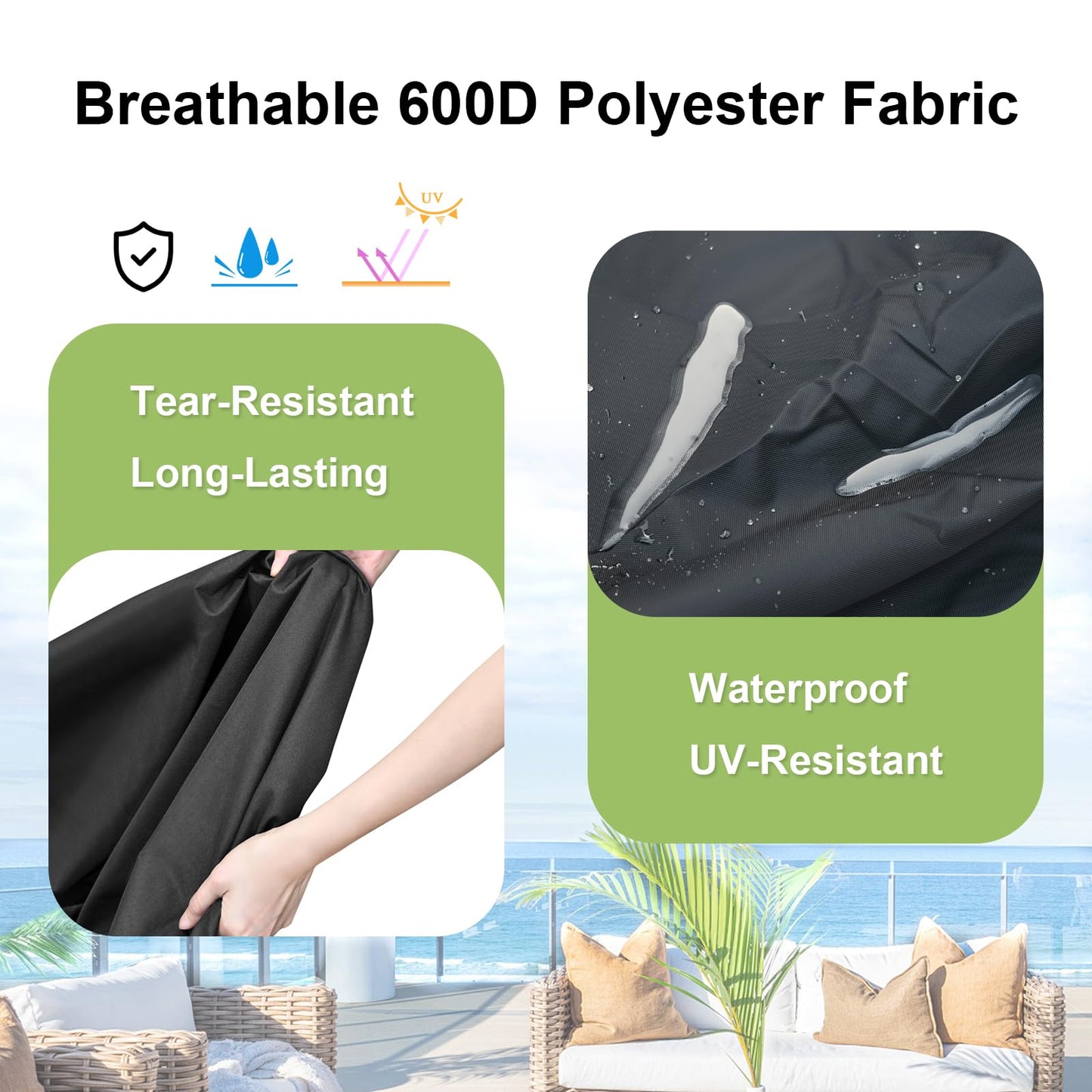 Skypatio Patio Chair Cover Waterproof, Outdoor Furniture Storage Cover for All Weather Protection (Black)