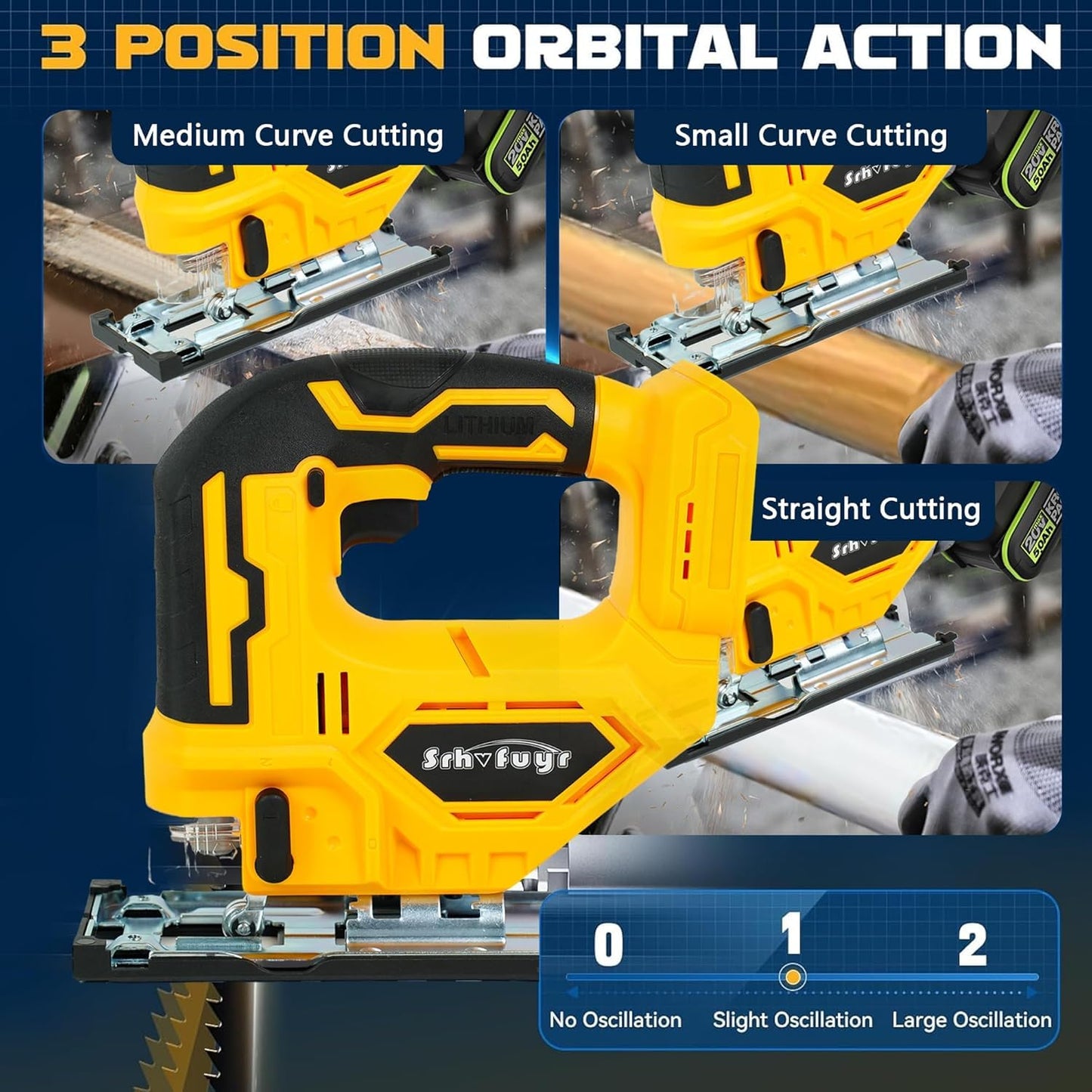 Cordless Jig Saw for Dewalt 20v Max Battery, Brushless Jigsaw Cut Off Tool, Variable Speed 2900RPM, 45° Beveled Cuts, 3 Orbital Action, for Straight/Curve/Circle Cutting(Tool Only)