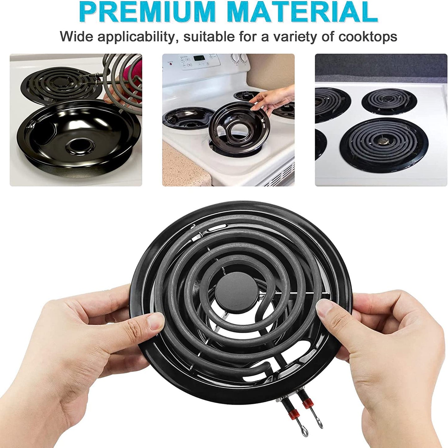 4 Pack MP22YA Electric Range Burner Element Unit Set 4- MP15YA(2) MP21YA(2) for Whirlpool, KitchenAid, Maytag Range Burner,Replacement Part Numbers Include 540331014,484783, TS5W8221,Y04000033