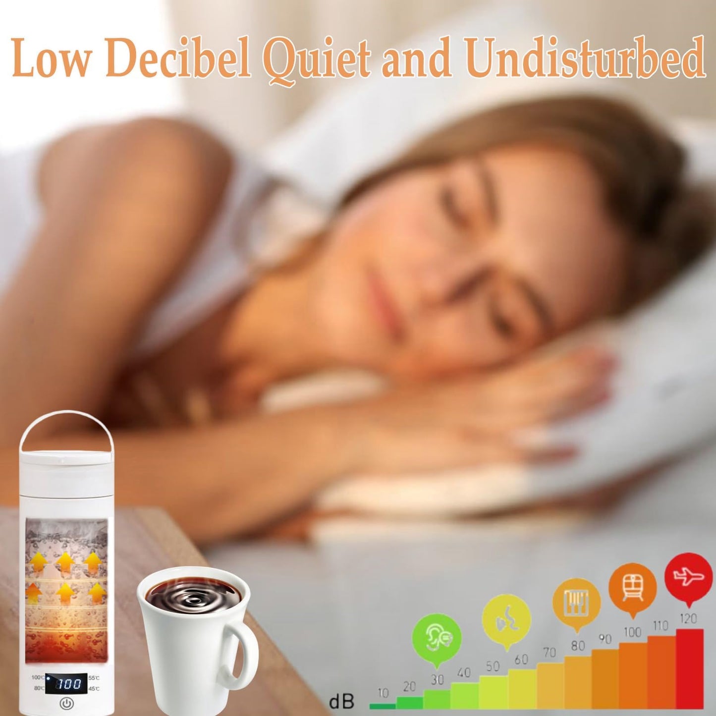 Portable Electric Kettle, 450ml Travel Kettle, Mini Tea Kettle Electric Water with Display 4 Temperature Control, Leak-Proof, Quick Boil, Stainless Steel, Auto Shut-Off, Keep Warm