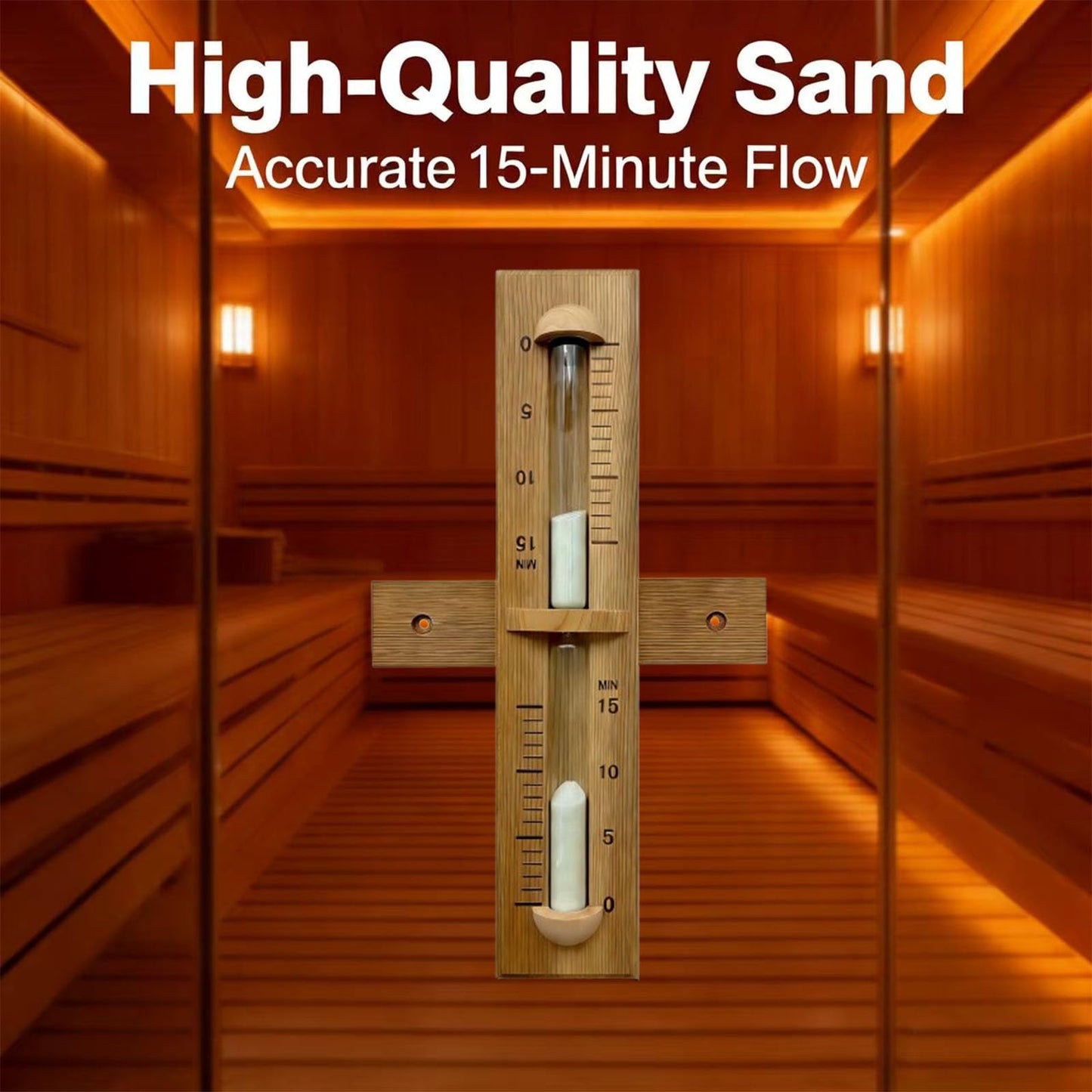 Sauna Sand Timer,Red Cedar 15 Minute Hourglass Timer,Heat Resistant Rotating Wooden Sand Clock Sauna Accessories for SPA Room,Bathroom (White)
