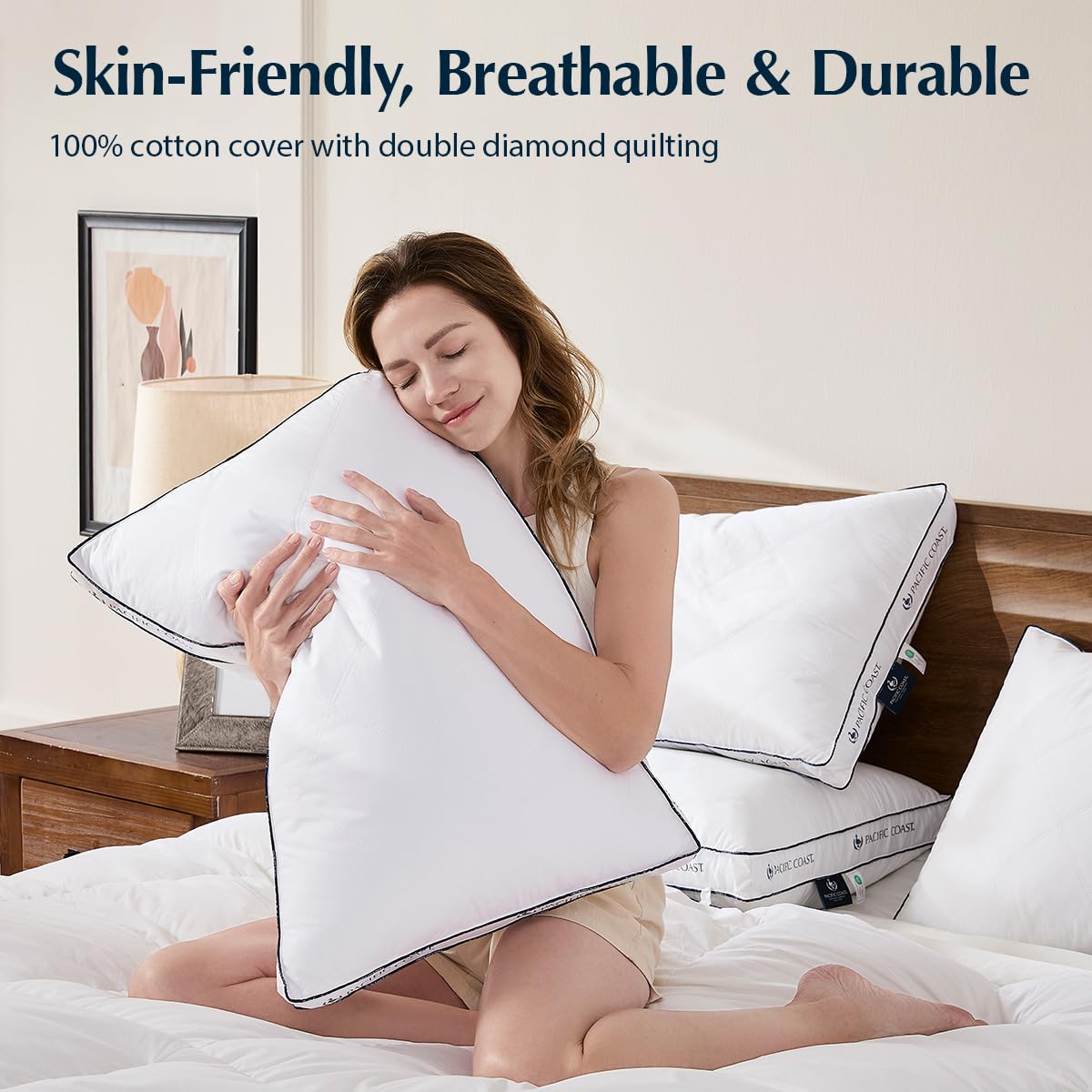 Pacific Coast Gusseted Pillows, Goose Feather and Down Firm Pillows, Luxury Hotel Collection Bed Pillows for Sleeping, Supportive Gusseted Dsign for Side and Back Sleepers (Standard (Pack of 1))