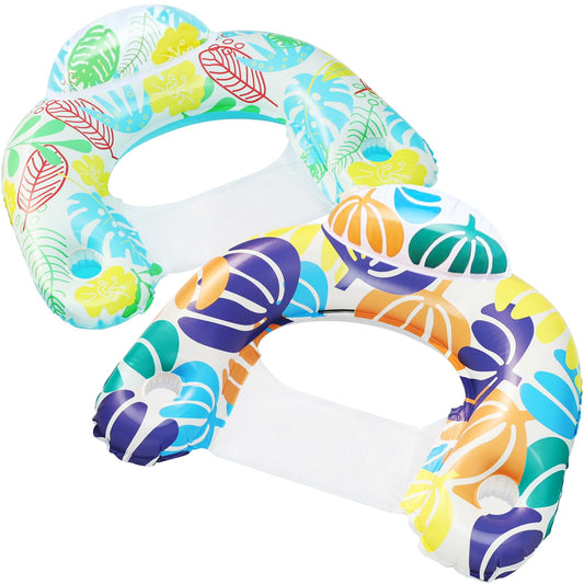 ANNIL【2 Pack】 Inflatable Pool Floaties Lounger,Water Leisure Inflatable Floating Chair with Pool Floating Tube Armchair and Cup Holder - Backrest Pool Toys Floaty for Adults,for Swimming Party