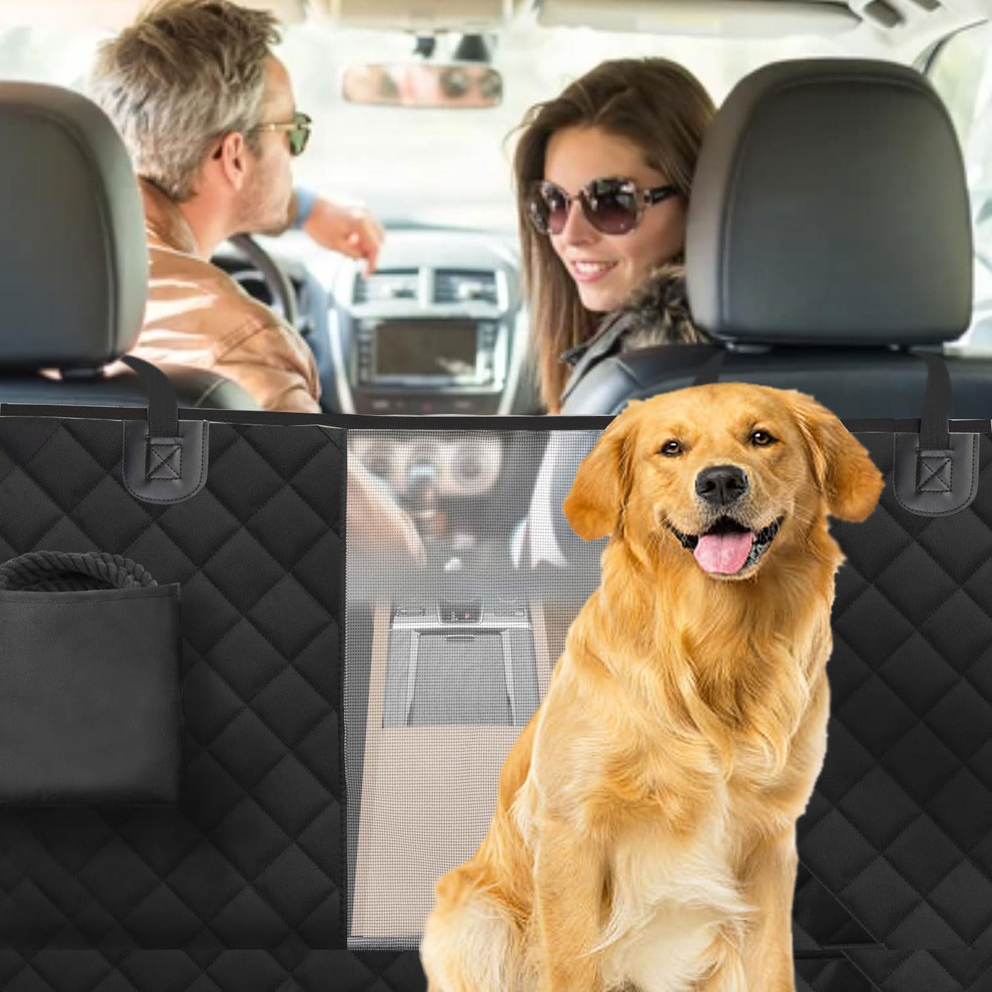 Pets Dog Seat Cover for Back Seat with Mesh Window, 100% Waterproof Heavy-duty Dog Hammock Car Seat Covers for Dogs Non Slip Protection Against Dirt ,Pet Fur, Dog Car Back Seat for Cars SUVs