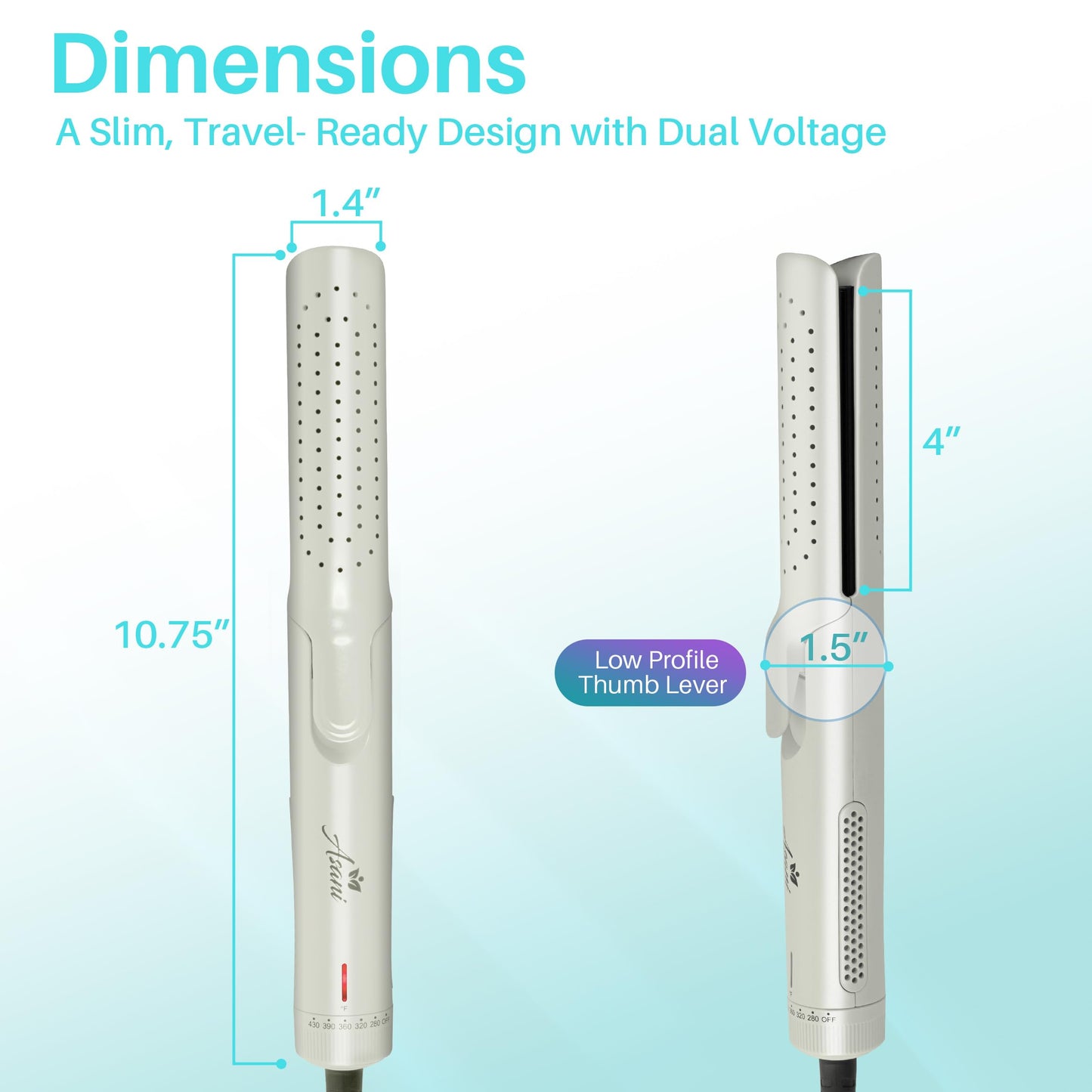 360° Airflow Styler - 2-in-1 Professional Curling Wand & Hair Straightener - Flat Iron Curler with Cooling Fan, Air Vents - Crimper Styling Tool for Volume & All-Day Curls - All Hair Types (White)