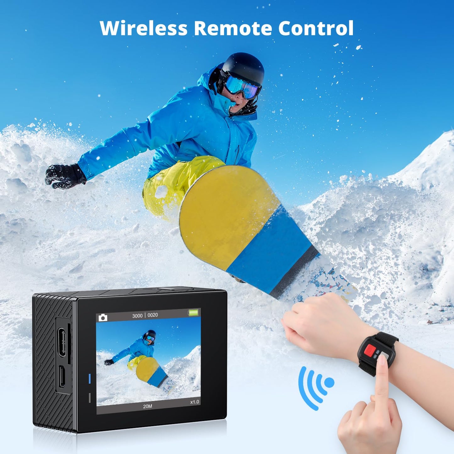 AKASO Brave 4 4K30fps Action Camera with 64GB MicroSDXC Memory Card Accessories Kit Bundle - 20MP Ultra HD Photo EIS 30m Waterproof Camera WiFi Remote Control 5X Zoom Underwater Video Cameras